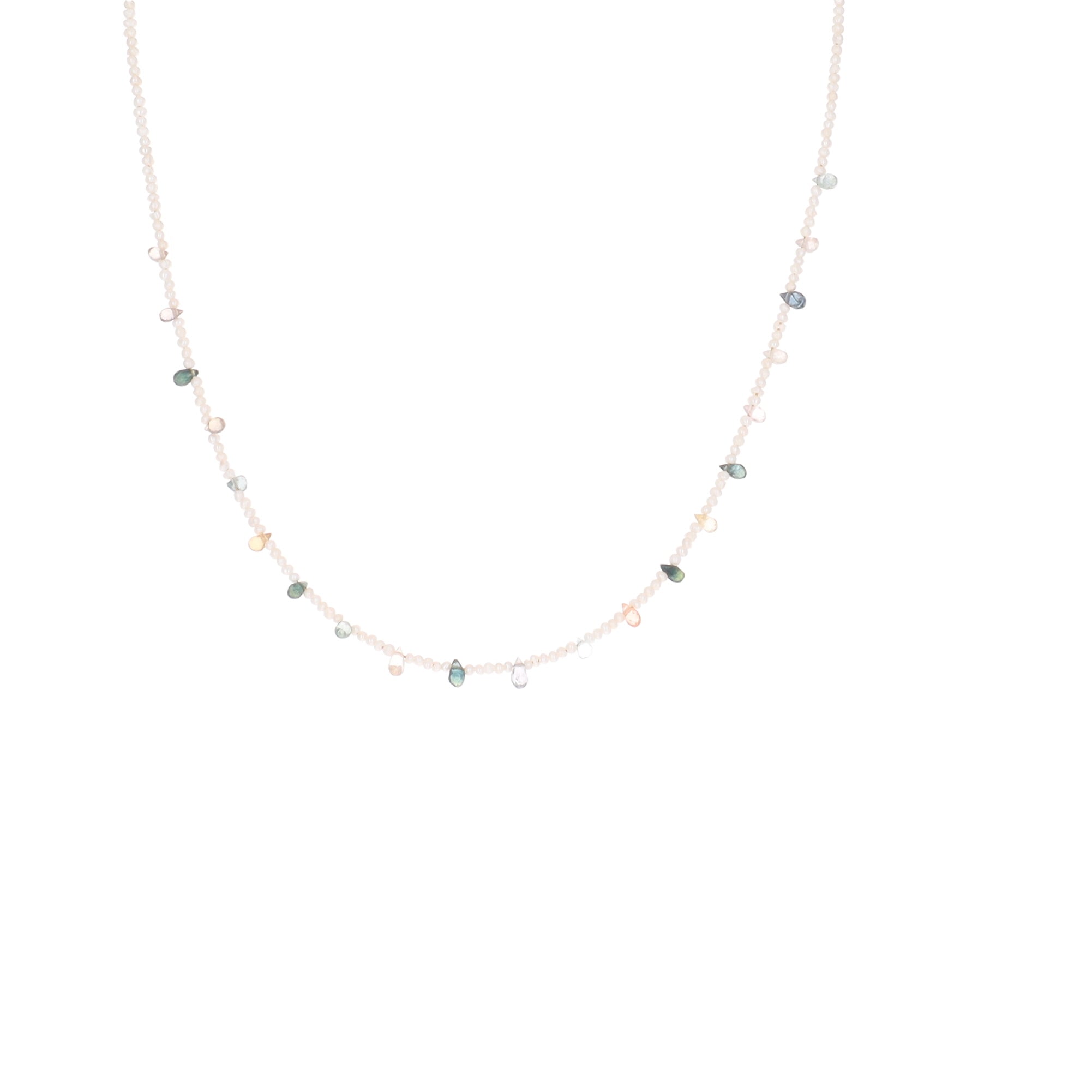 Seed Pearl with Colored Sapphires Necklace