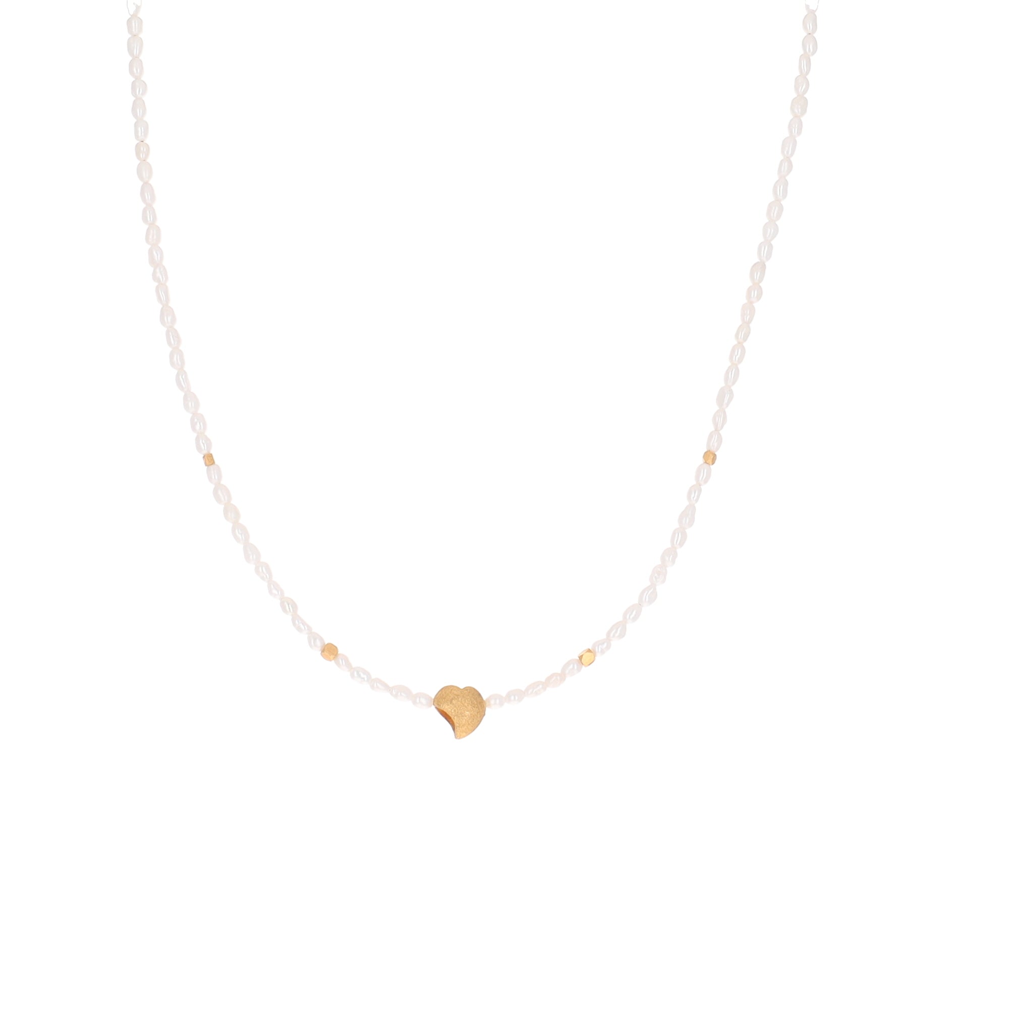 Seed Pearl and small Heart Necklace