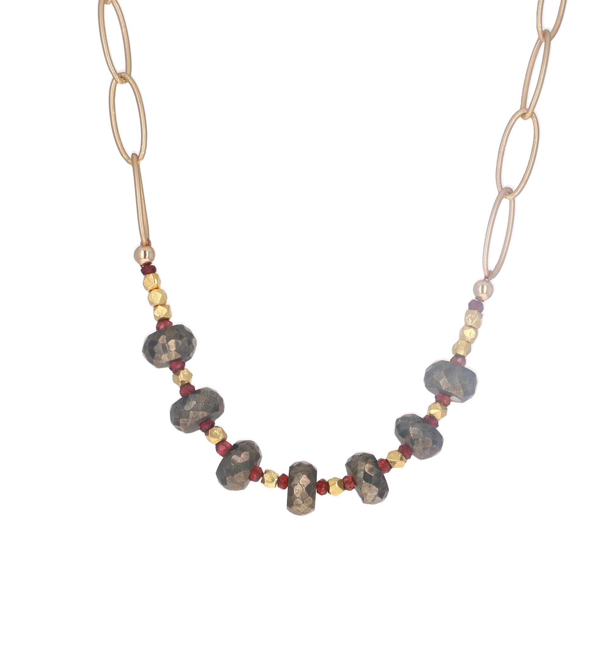 Pyrite and Matte Link Necklace