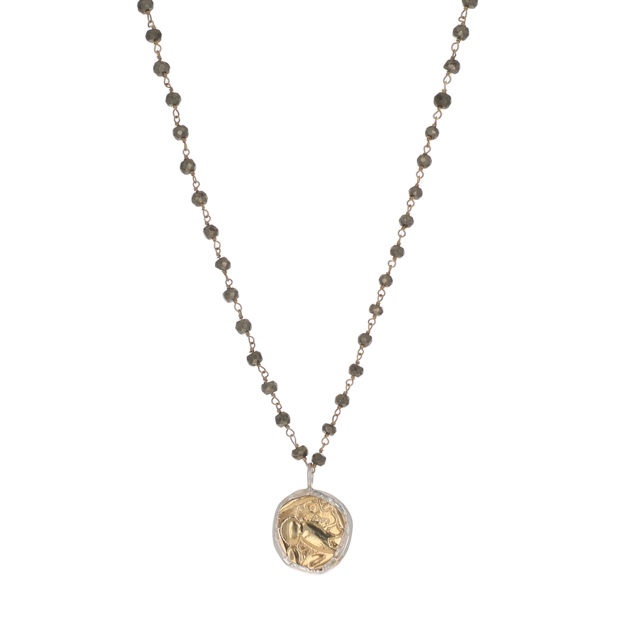 Pyrite and Owl Charm Necklace