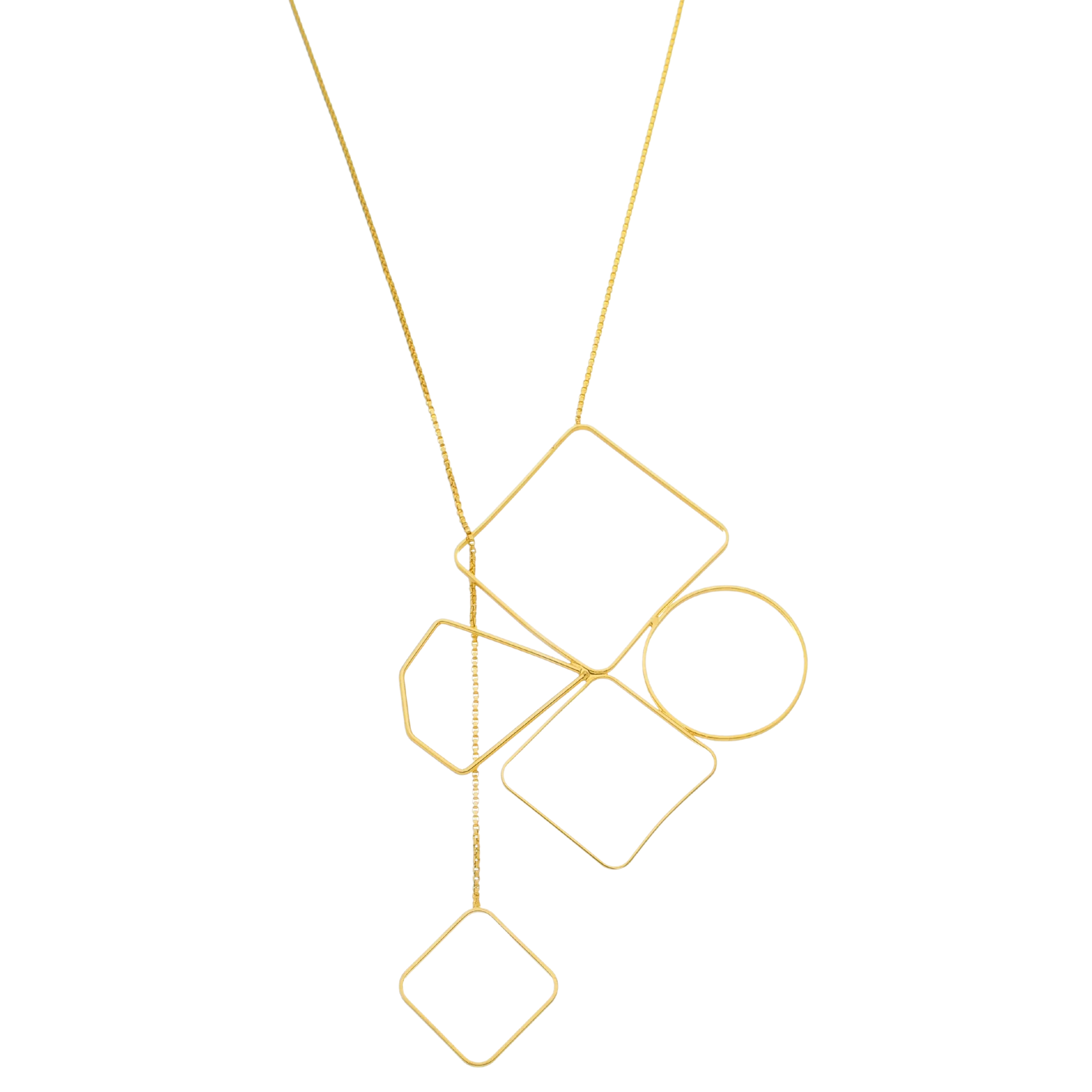 Gold Plated Necklace with a Contemporary Shapes