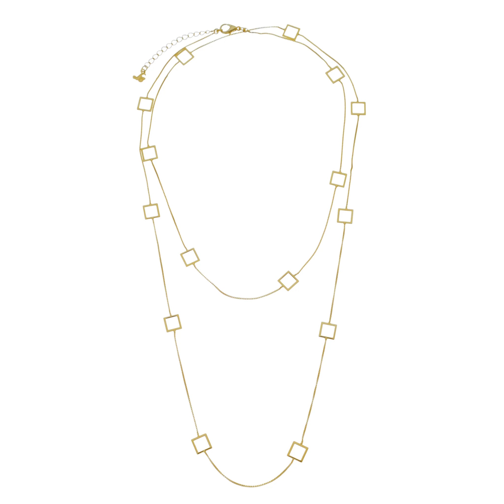 Gold Plated Necklace Square Links 36"