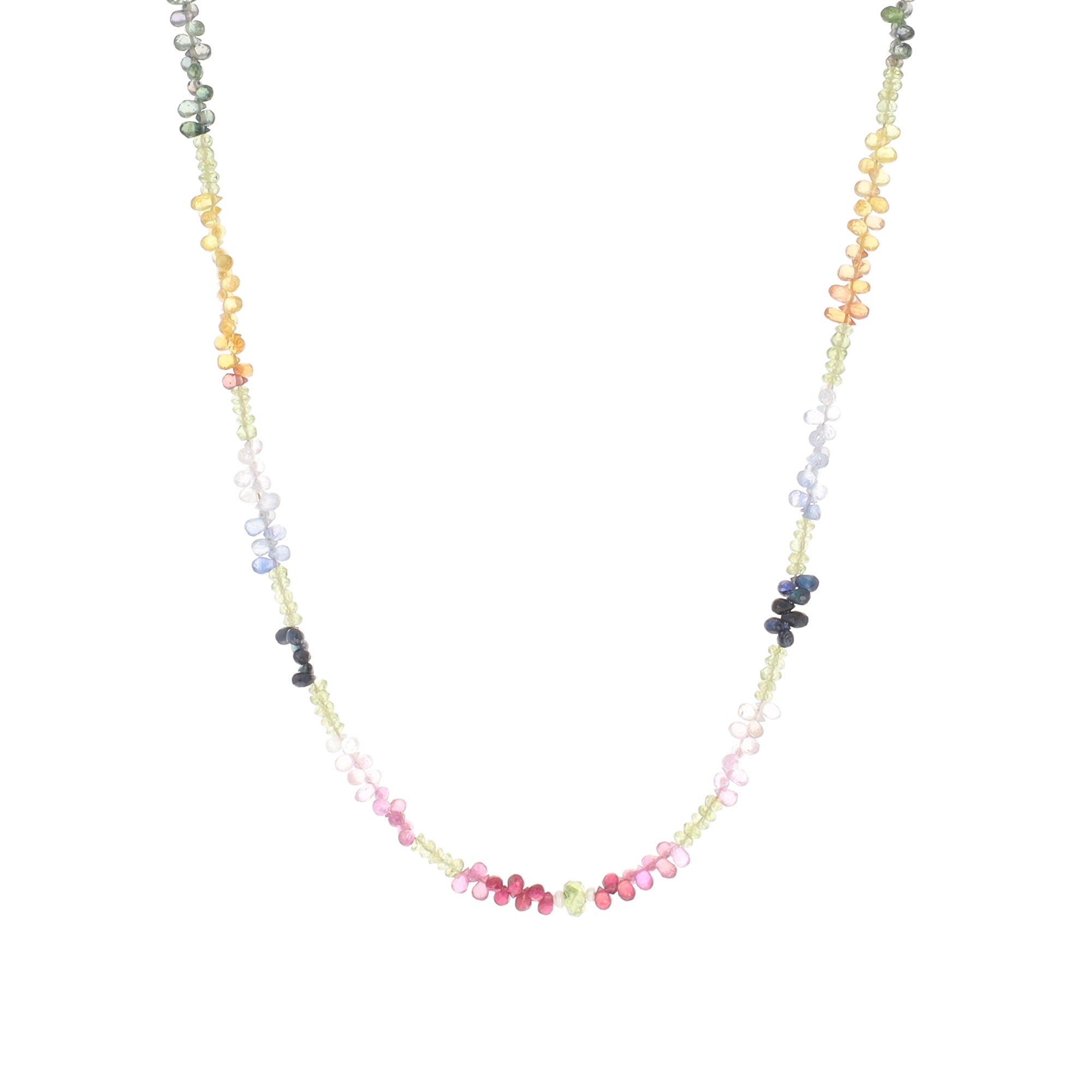 Ombre Colored Sapphires and Peridot Necklace