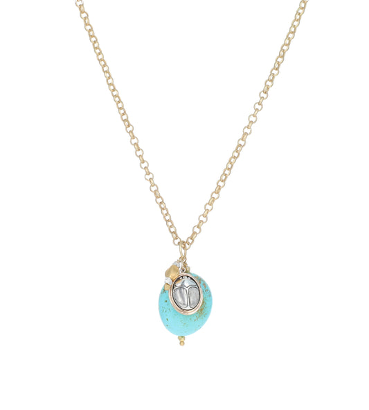 Scarab and Turquoise Tailsman Necklace