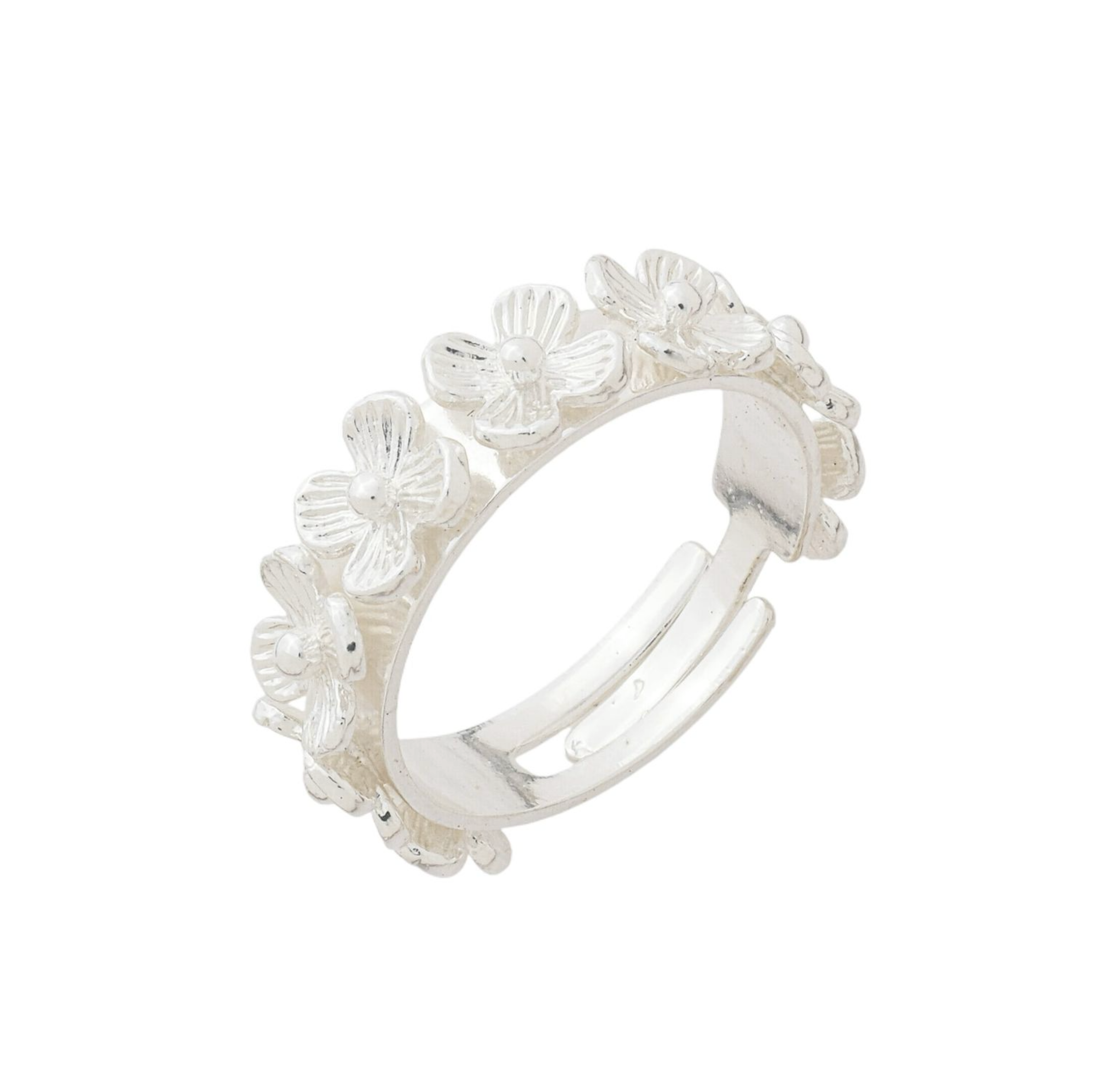 Small Silver Plated Floral Ring
