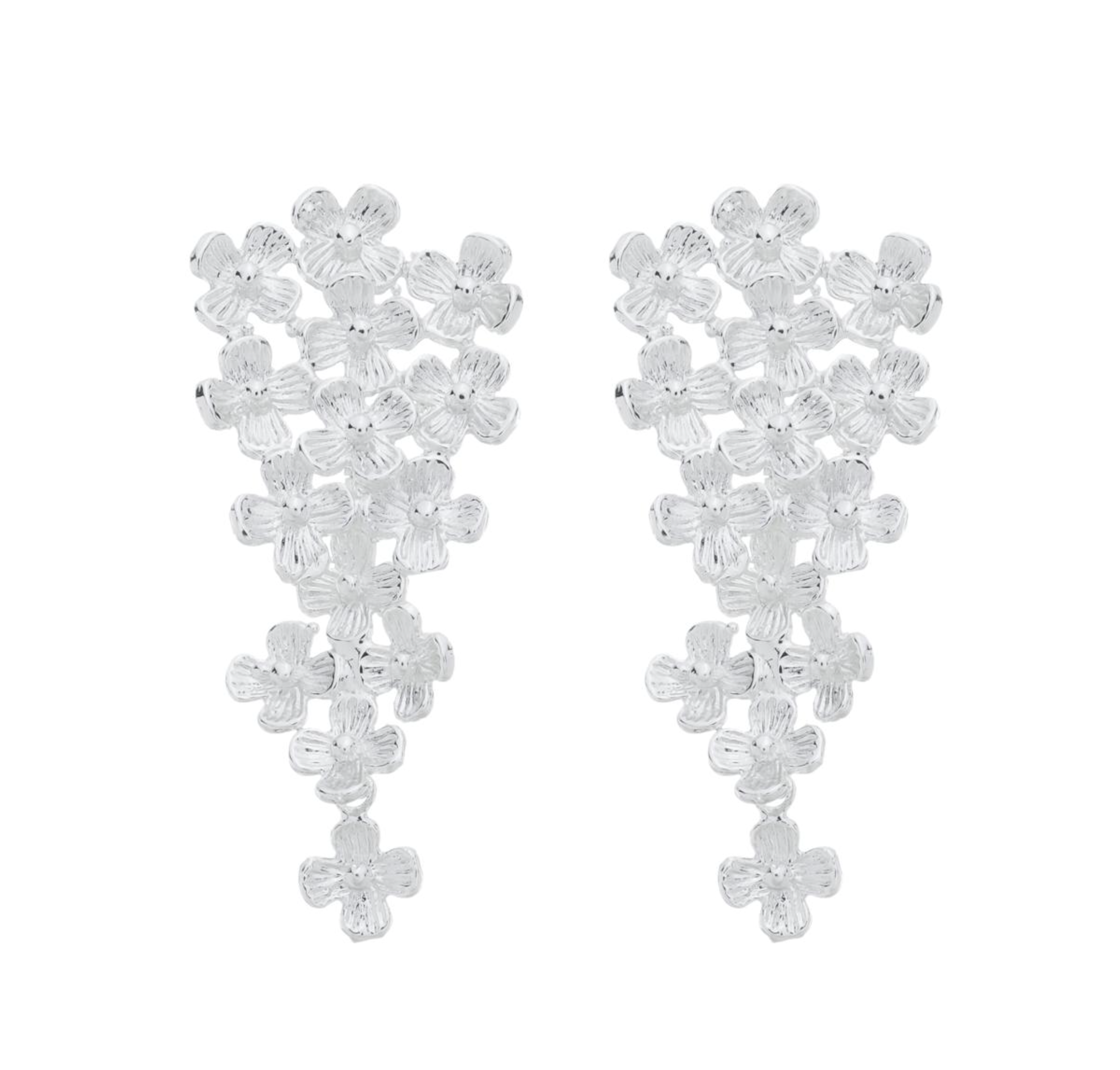Medium Silver Plated Floral Earring