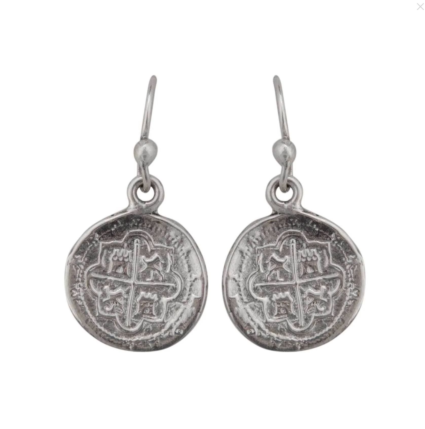Large Spanish Coin Sterling Silver Earrings