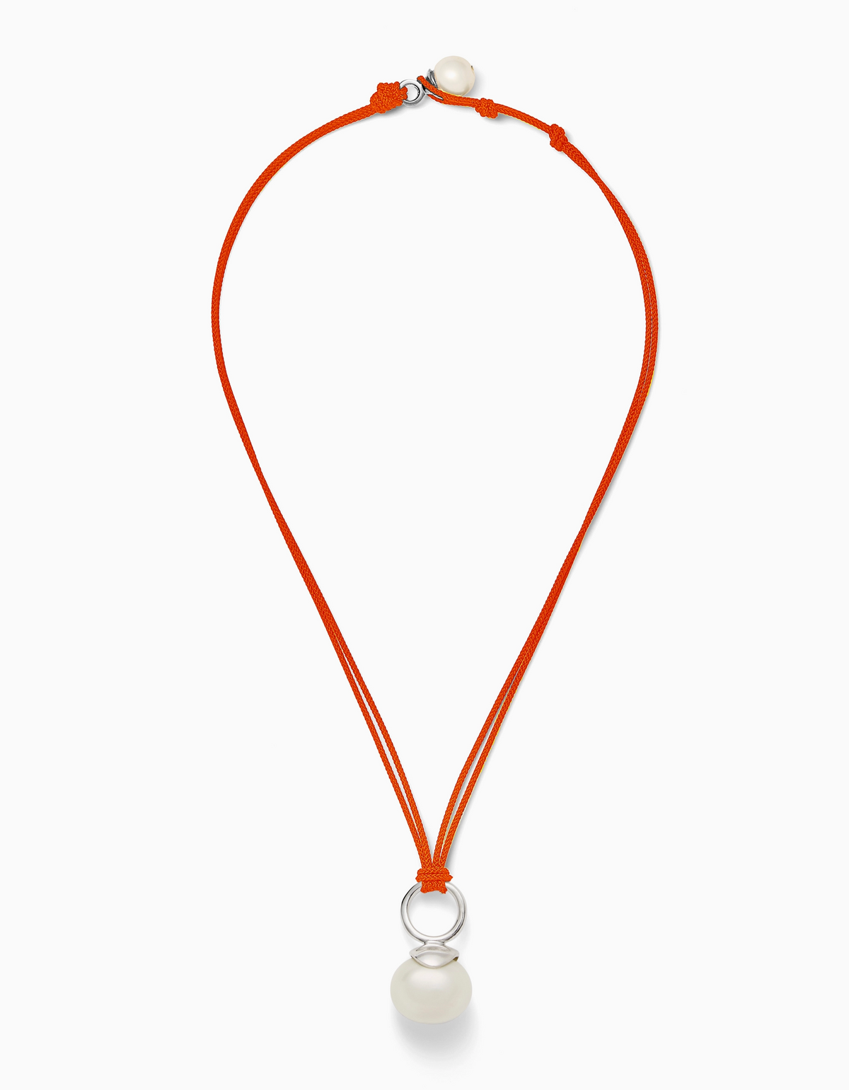 White Pebble Pearl + Sterling Pendant ~ Orange