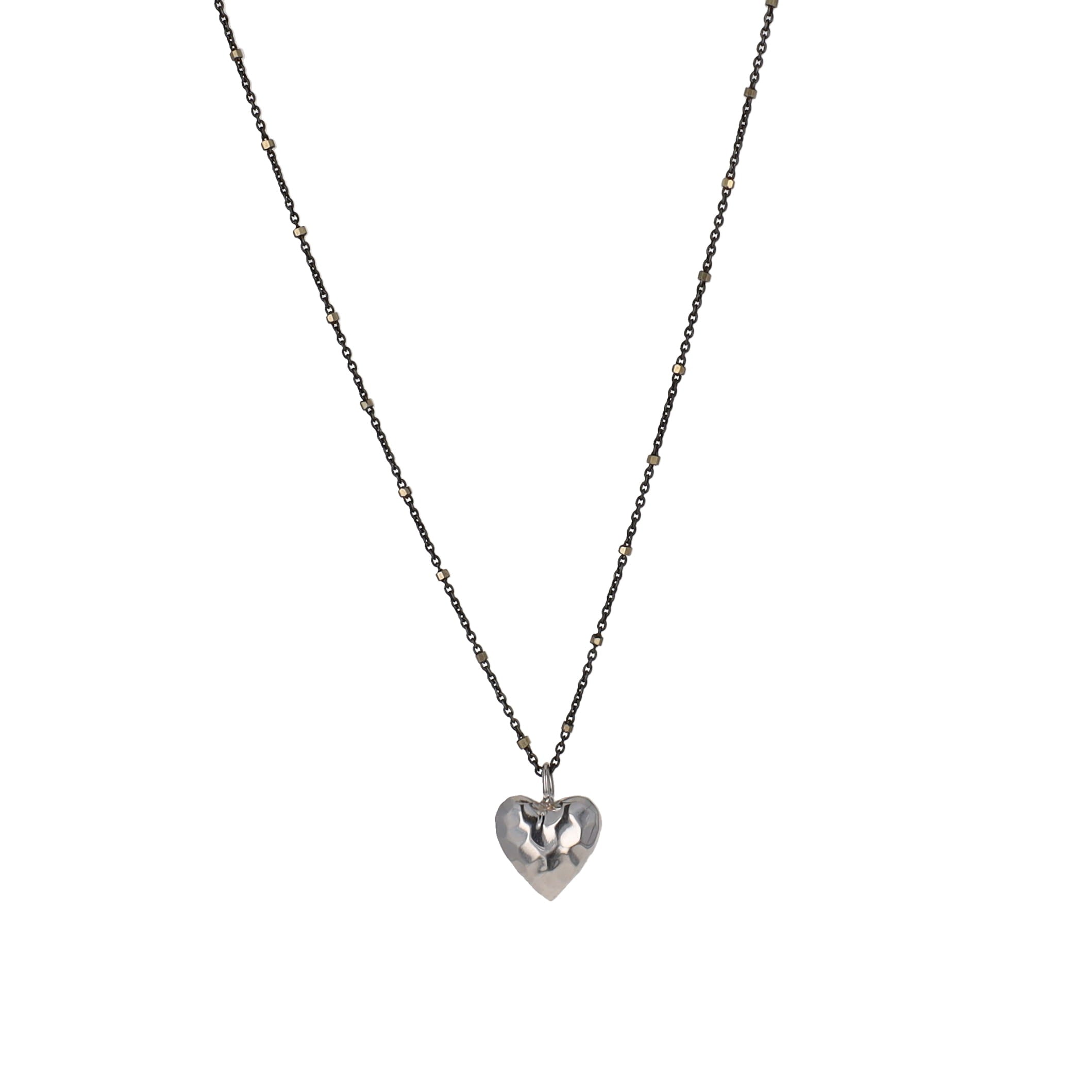 Silver Puffy Heart Necklace