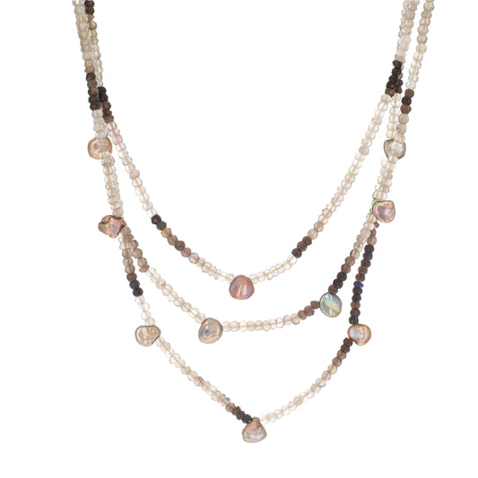 Smokey Topaz and Pearls Necklace