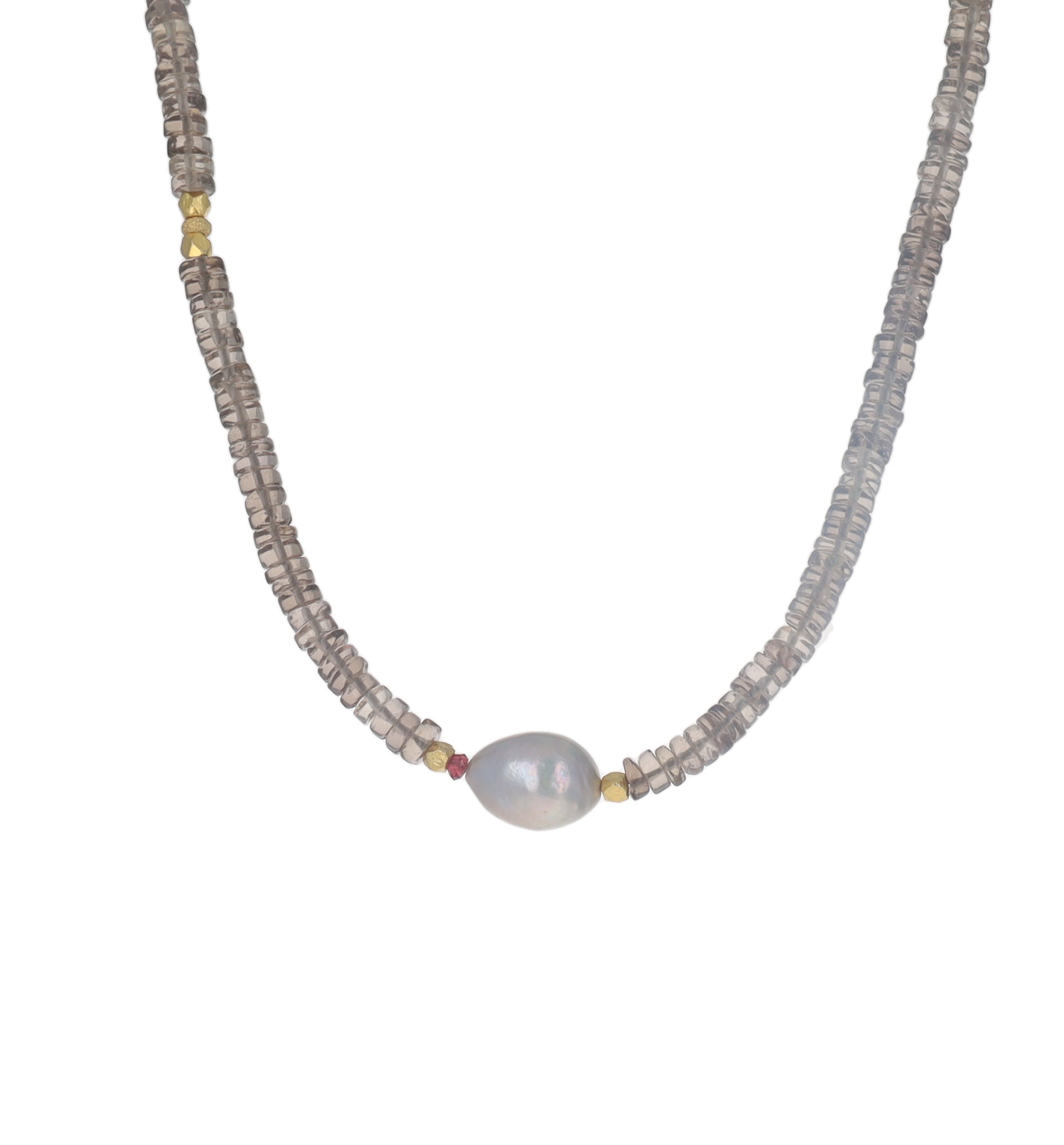 Smokey Topaz and Pearl Necklace