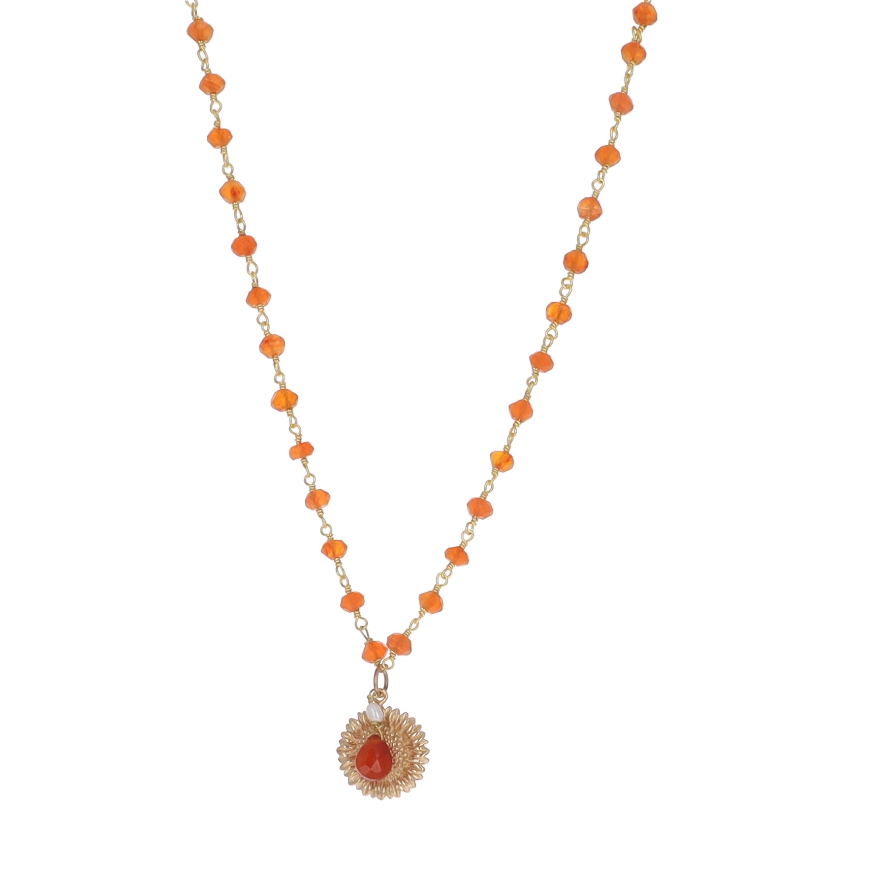 Carnelian Sunflower Necklace