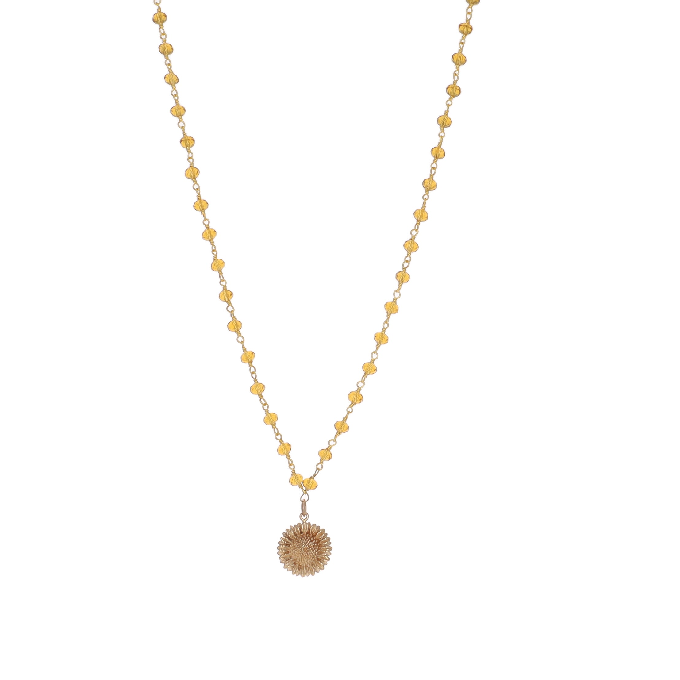 Sunflower and Citrine Charm Necklace