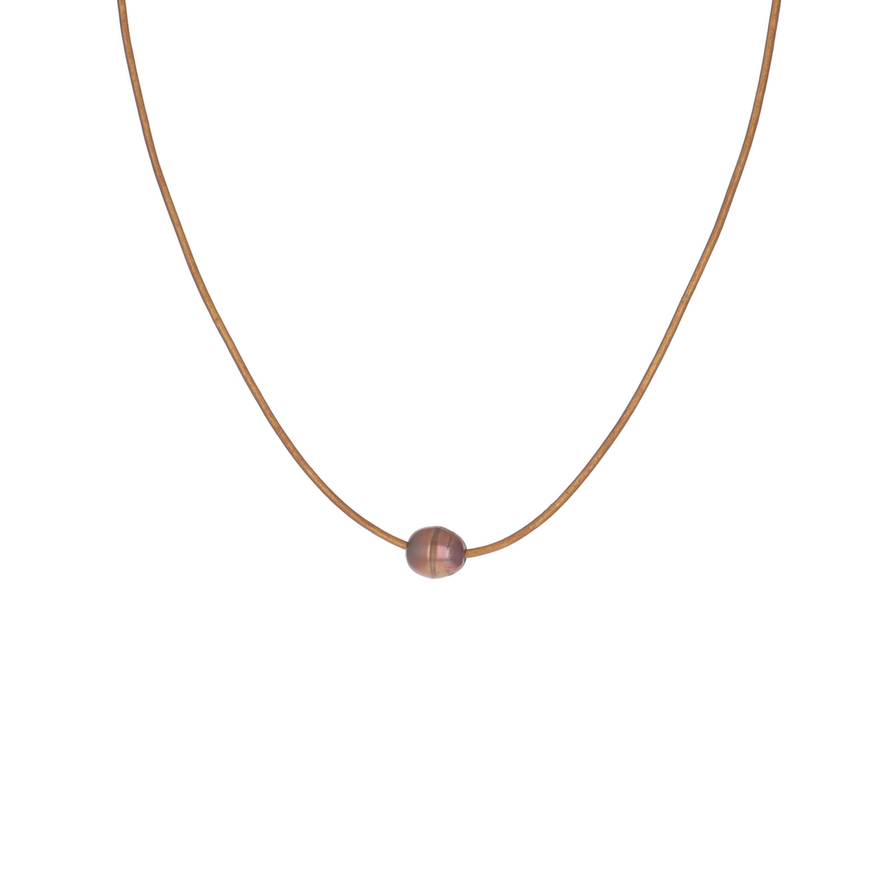 Tahitian Pearl Necklace on metallic leather