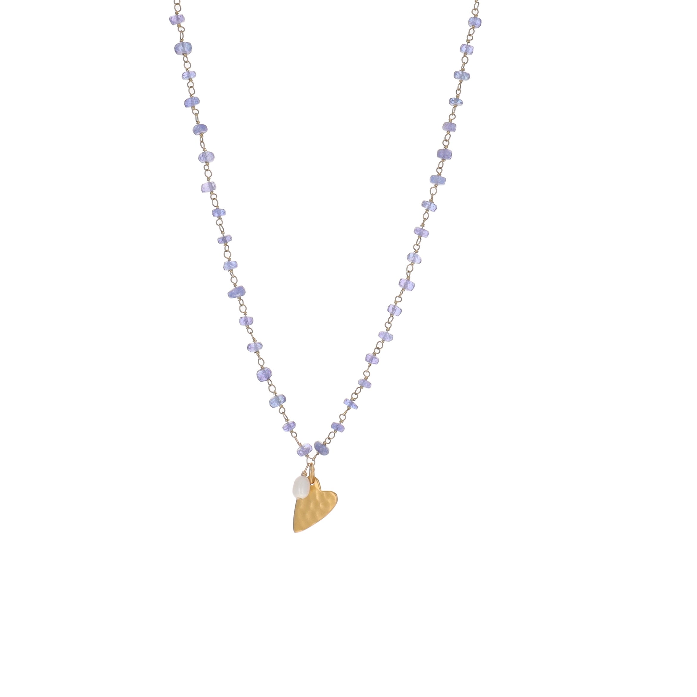 Tanzanite and Heart Charm Necklace