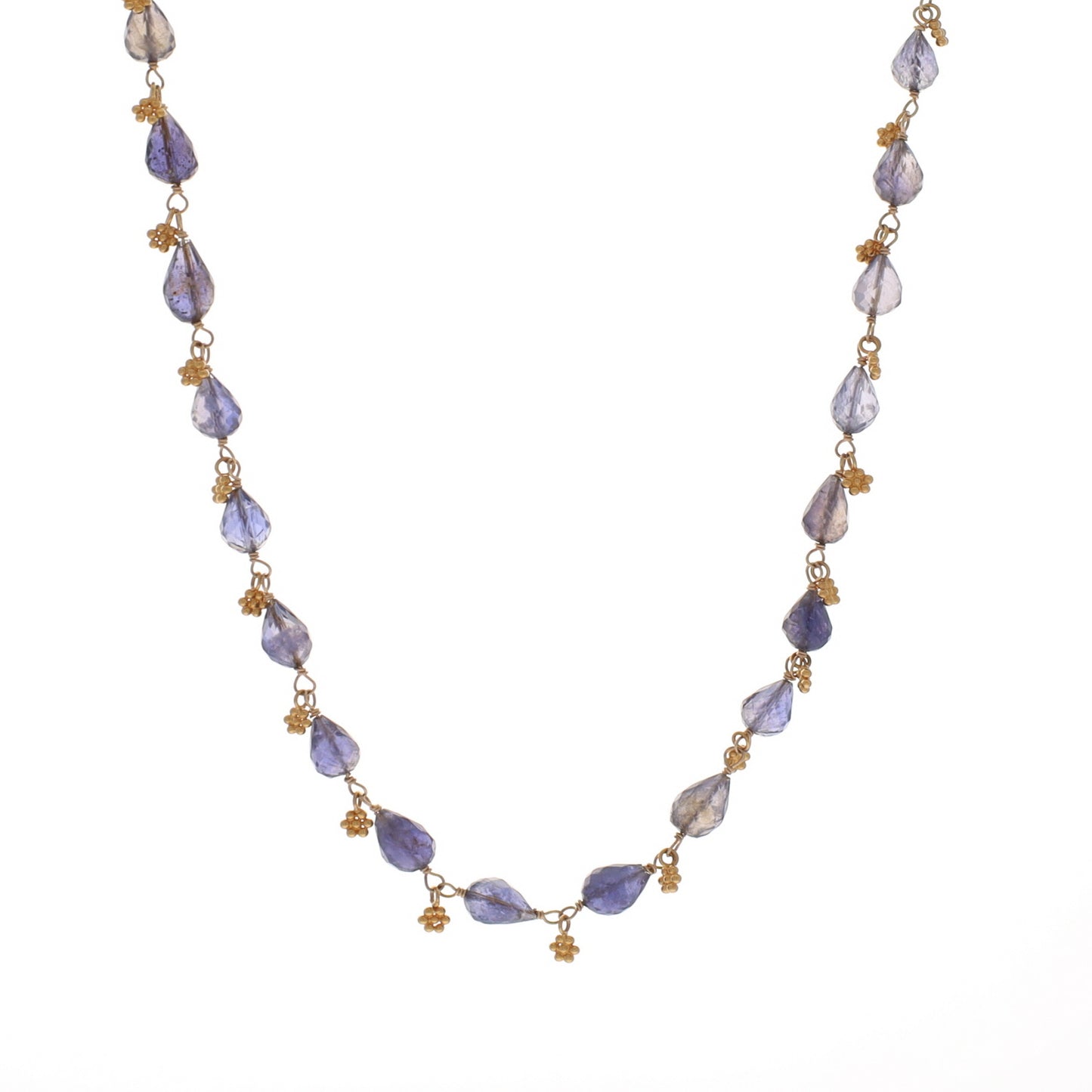 Tanzanite Necklace with Gold Flowers