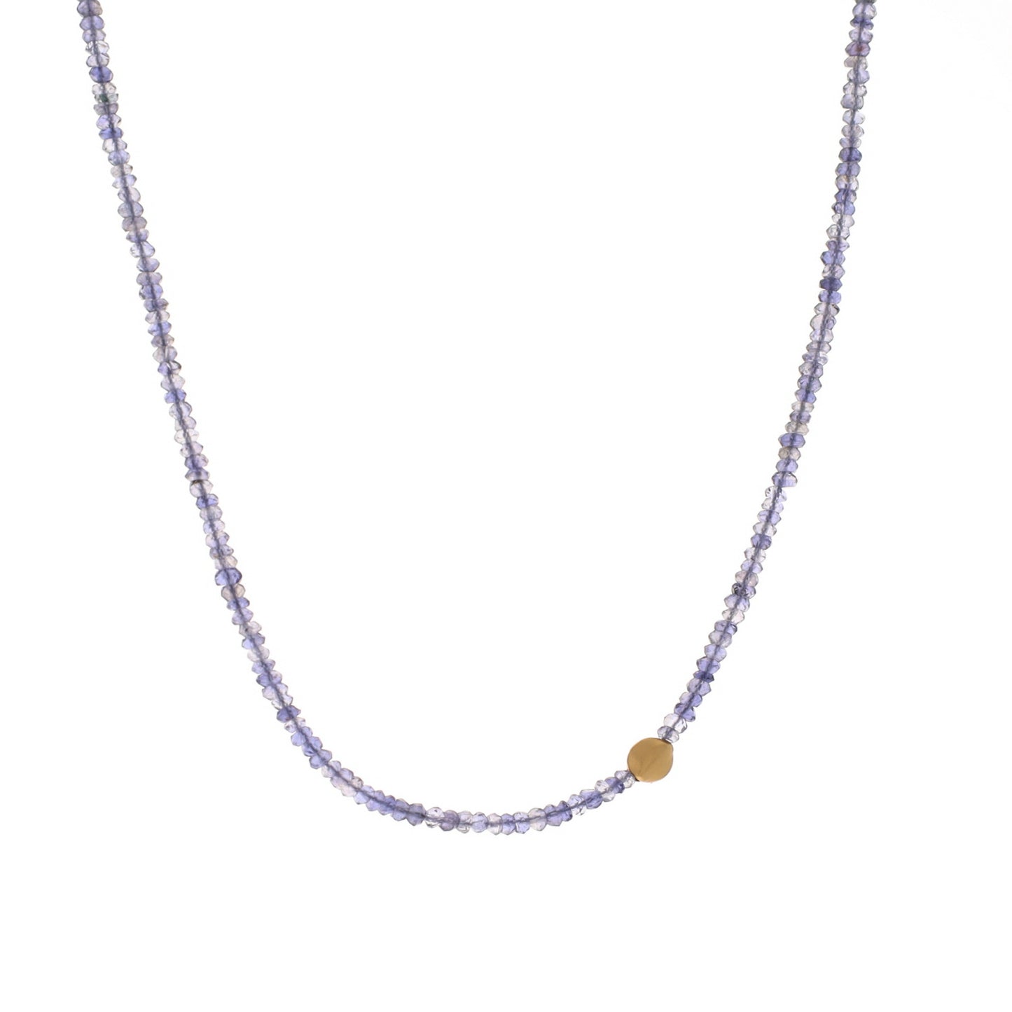 Tanzanite with Satin Gold Bead Necklace