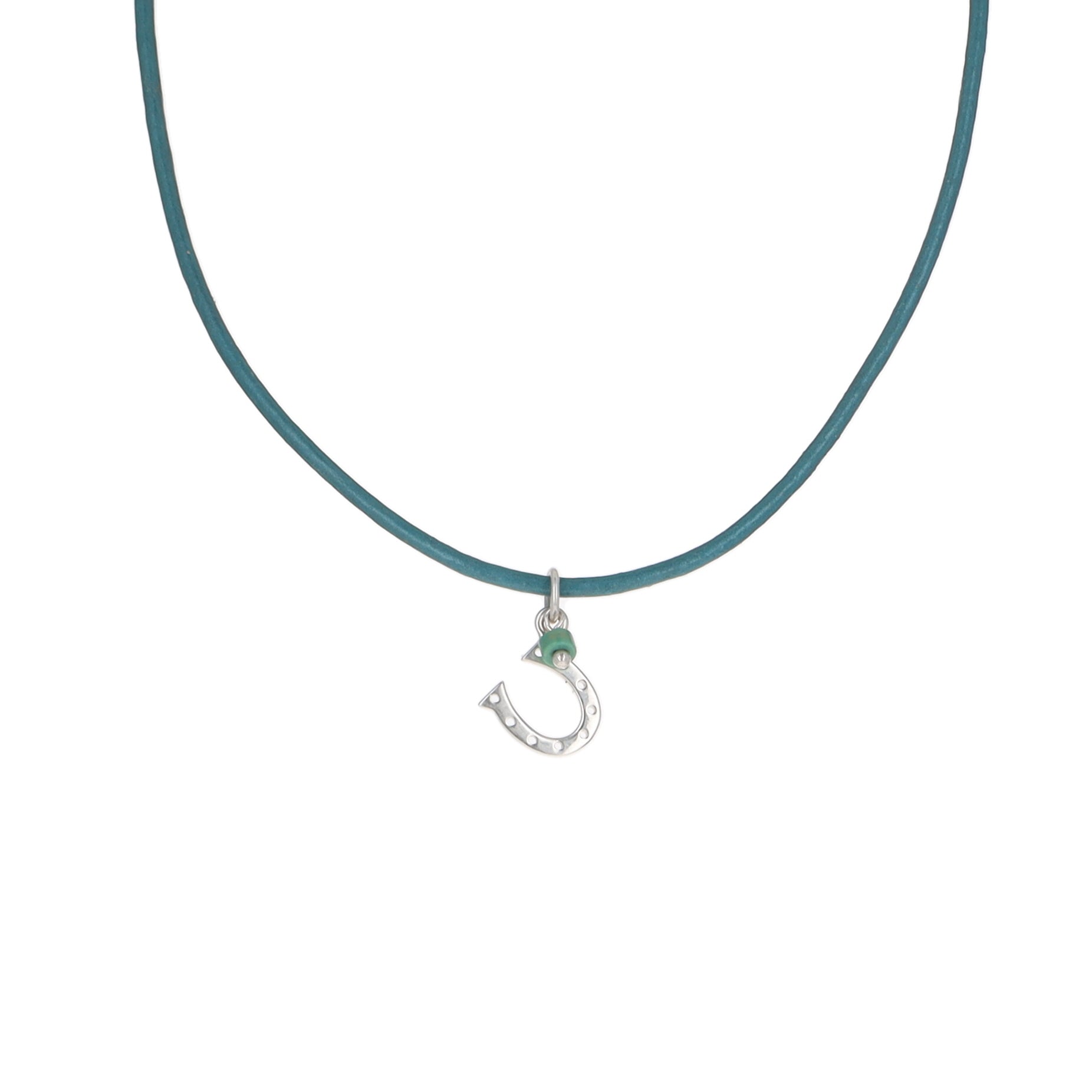 Teal Leather with Silver Horseshoe
