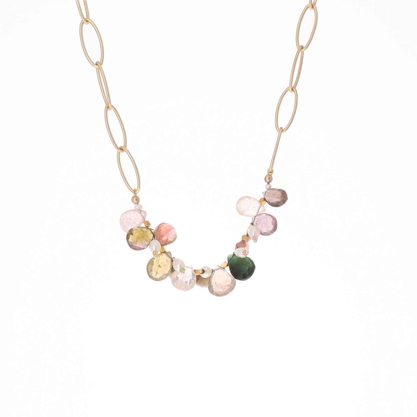 Oval Link Chain and Tourmaline Necklace