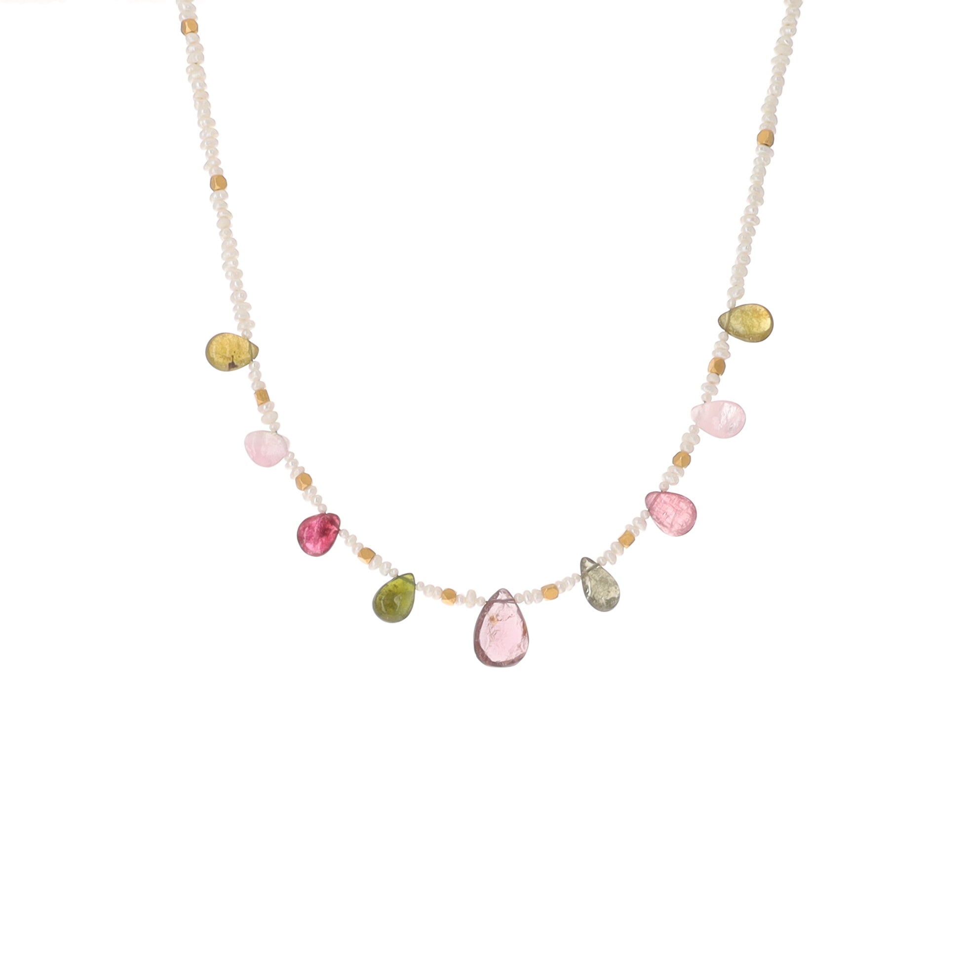 Seed Pearls and Tourmaline Stones Necklace