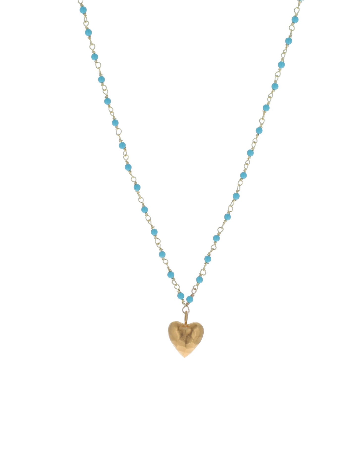 Turquoise Necklace with Big Heart Charm