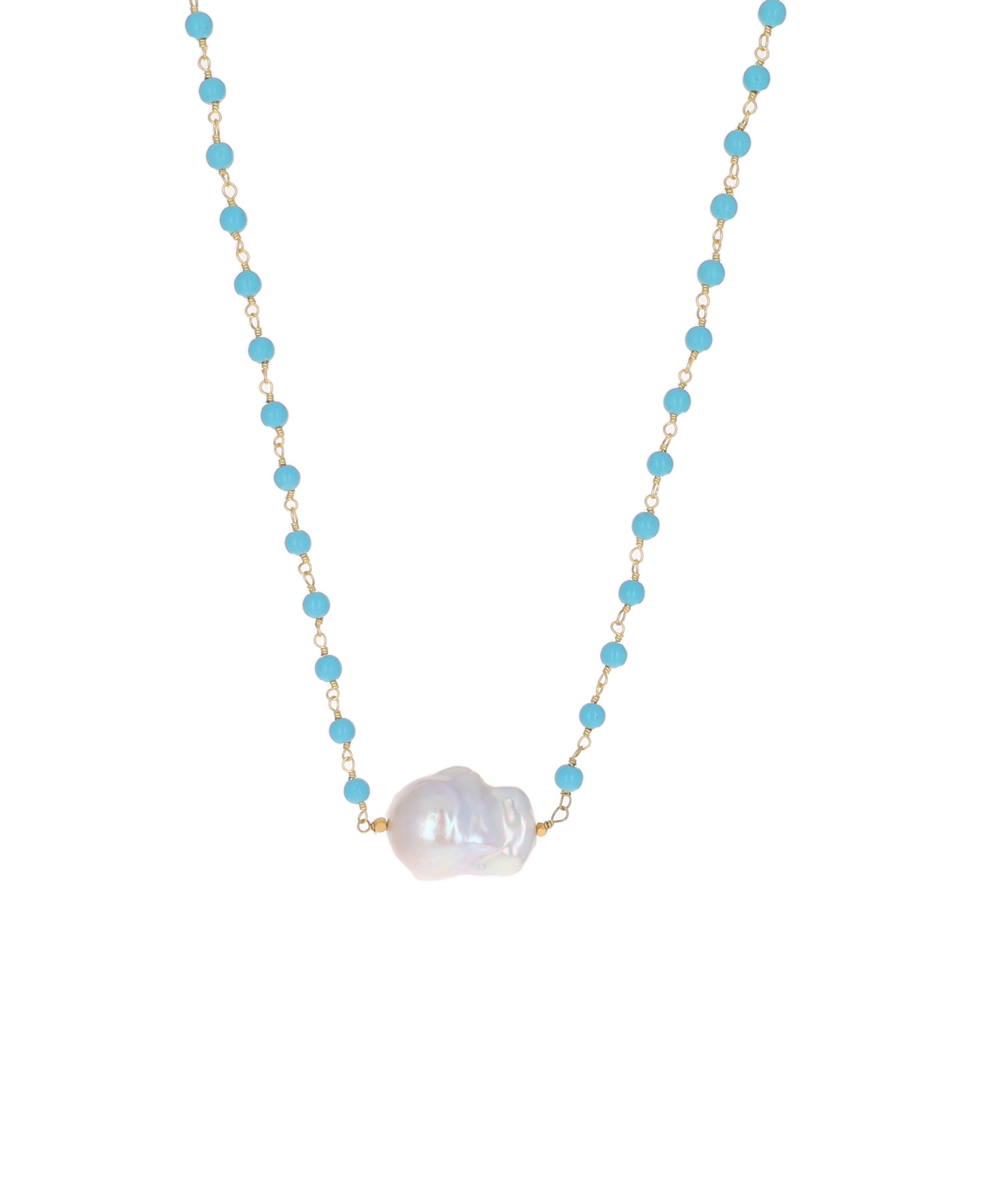 Turquoise Necklace with Baroque Pearl
