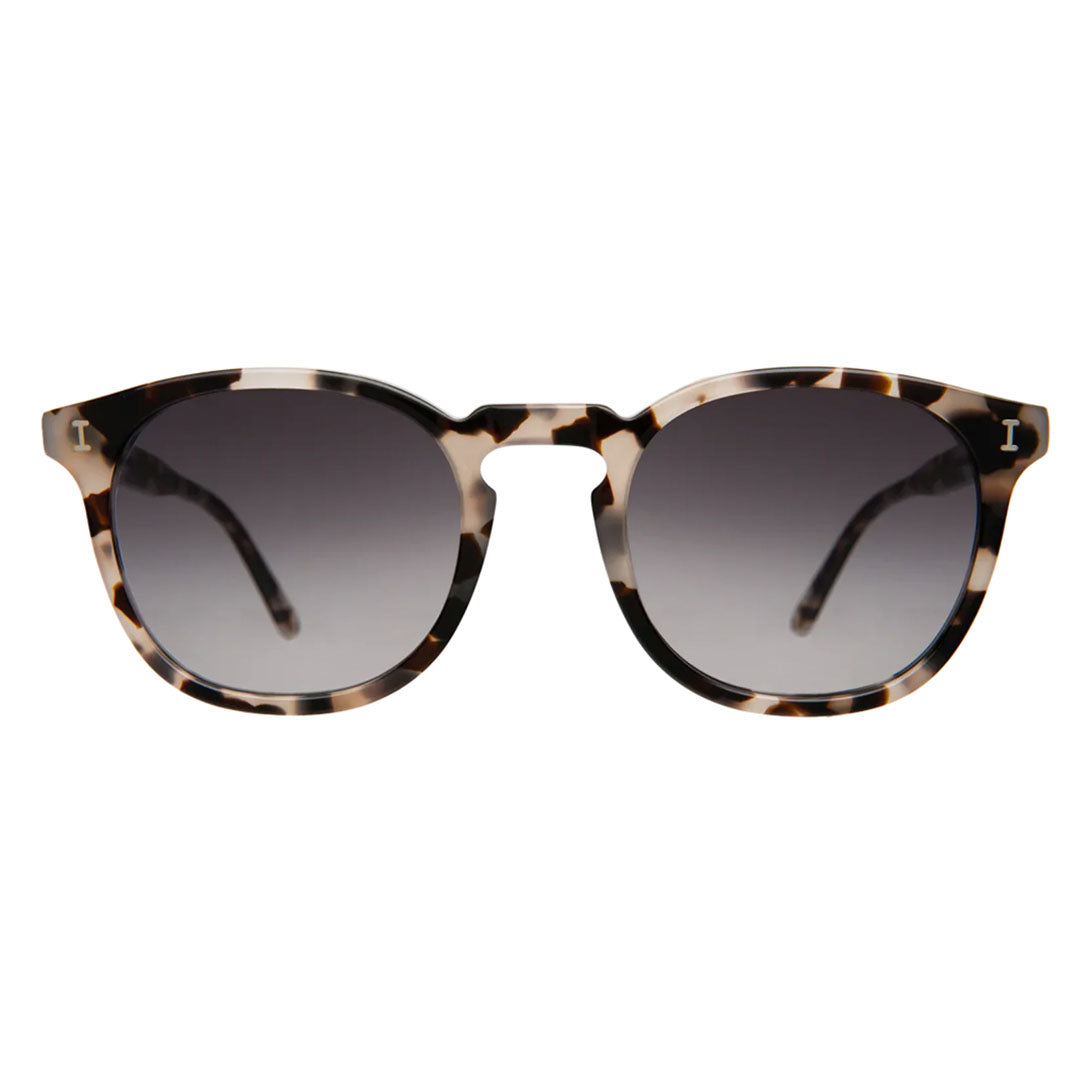 Eldridge Sunglasses White Tortoise w/grey flat lenses