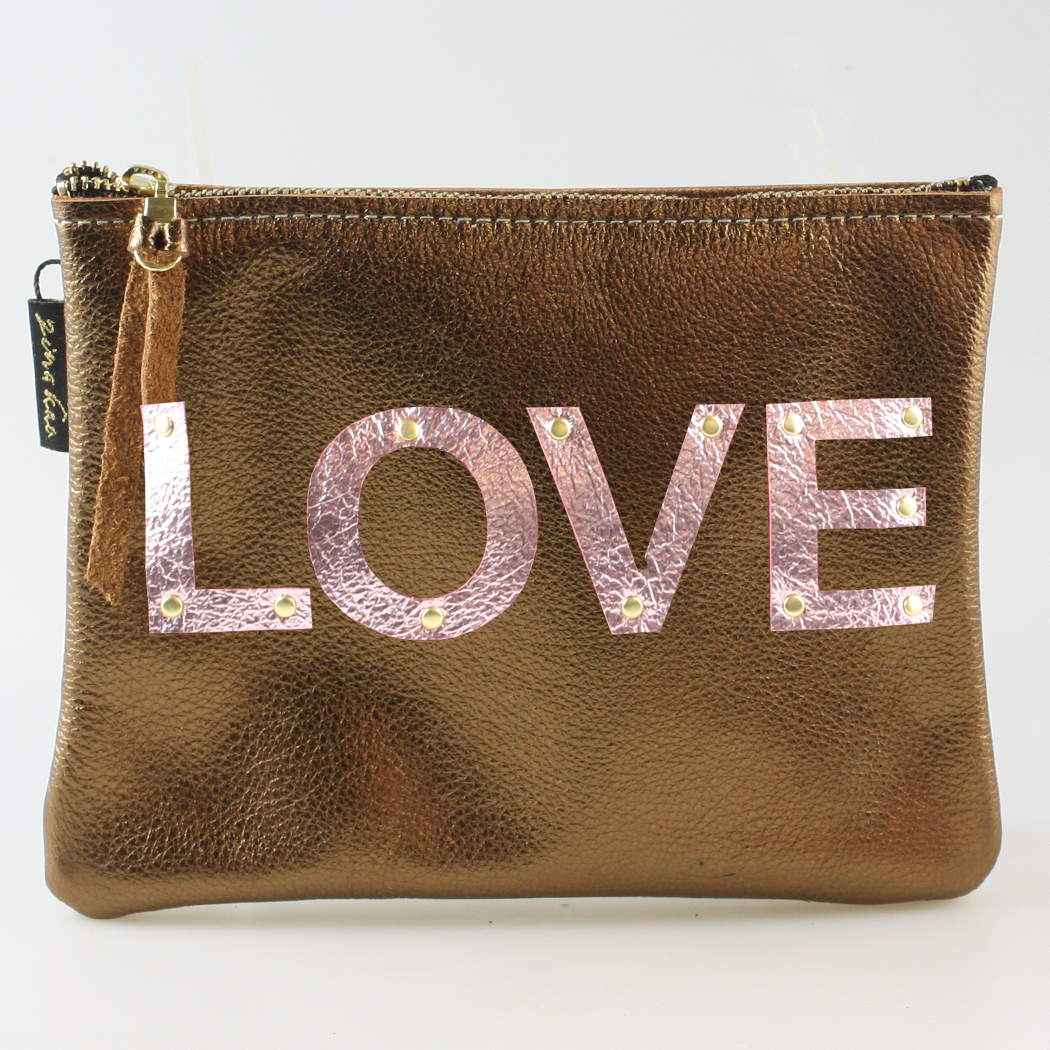 The Metallic Applique Carter: LOVE: Sapphire  w/Rose letters