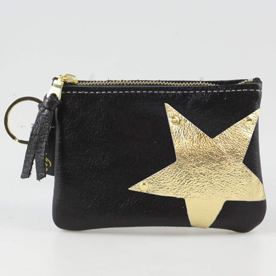 The NEW SIDE STAR Applique Kara: Metallics, Jet with Gold Star - Split Ring