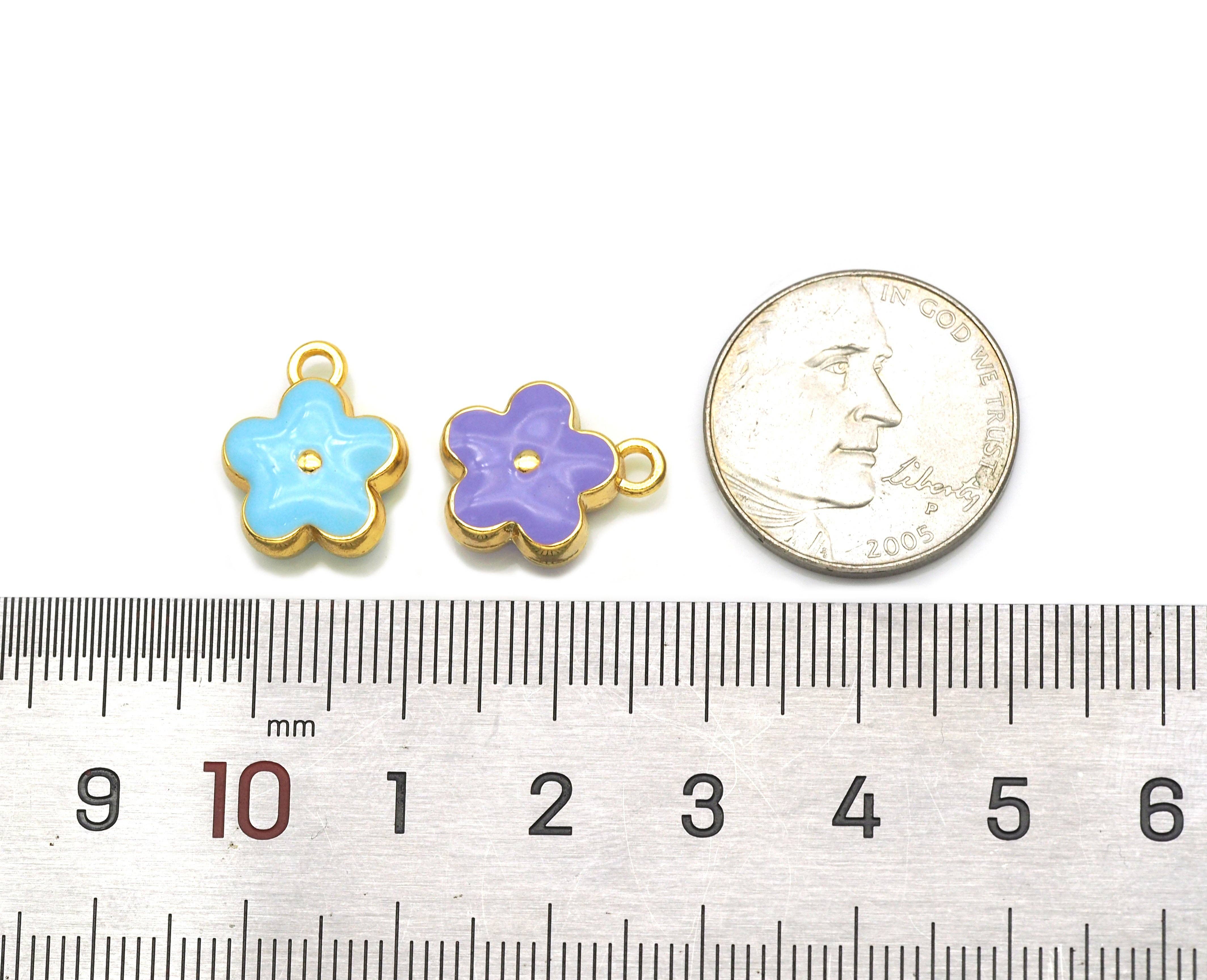 Enamel Flower Charm, Sky Blue