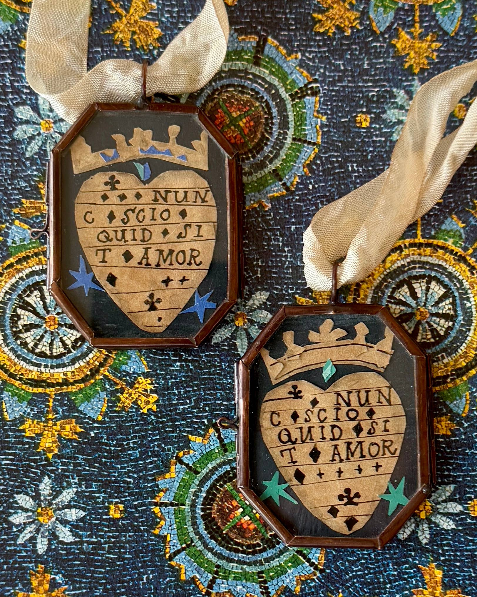 Nunc Scio II. ~ Art Locket Heart Vintage Decor Handmade 