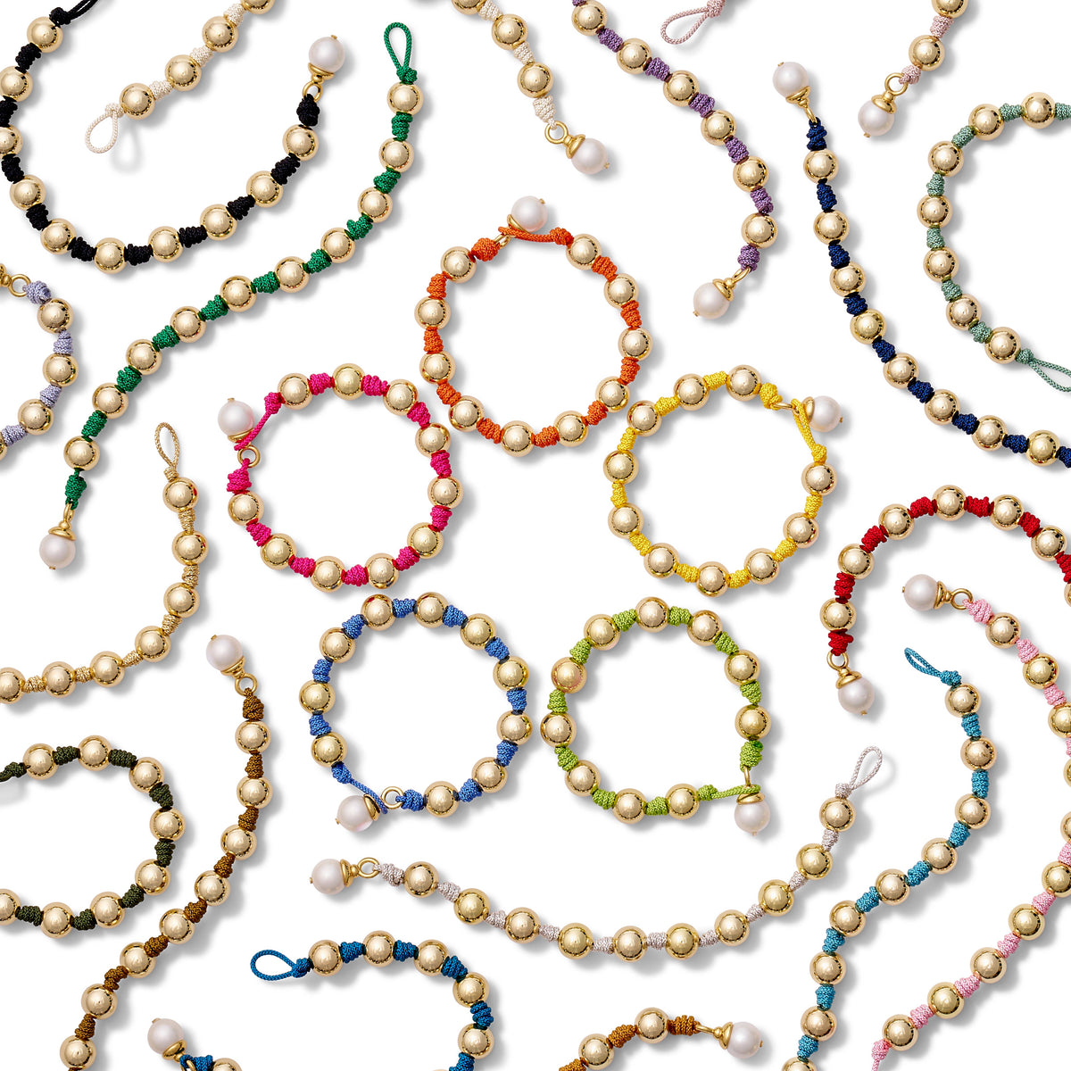 The Knotty Pearled Bracelet ~ Gold: Grey / 7 1/2"