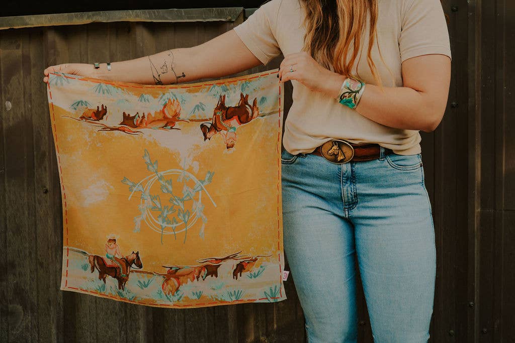 Longhorn Open Range Cowgirl Wild Rag: Western Scarf Bandana