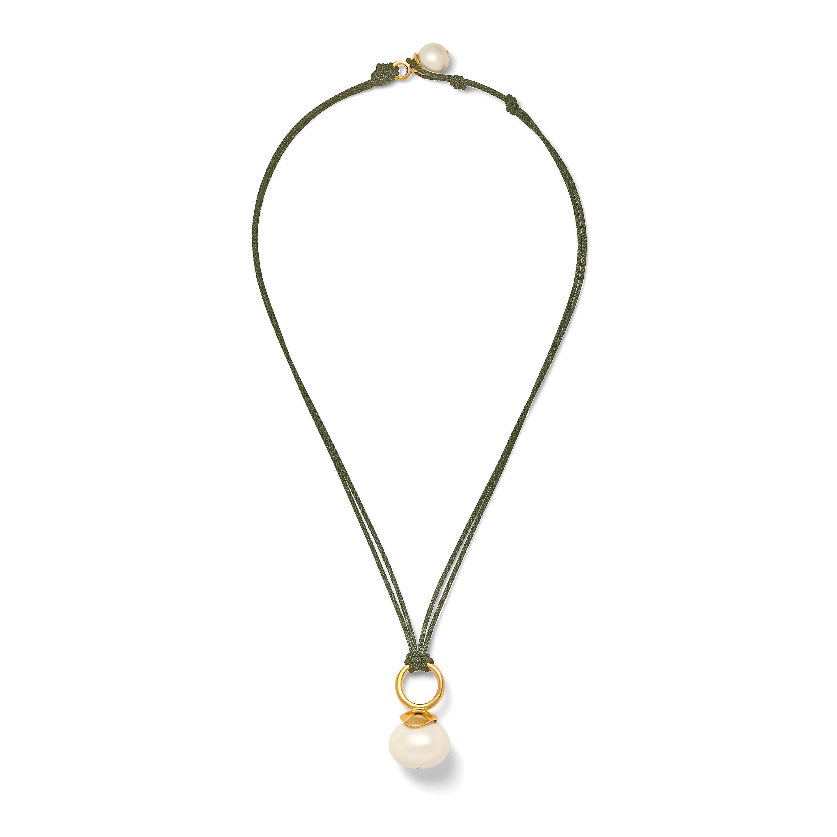White Pebble Pearl Pendant ~ a Palette of Cords: Silver