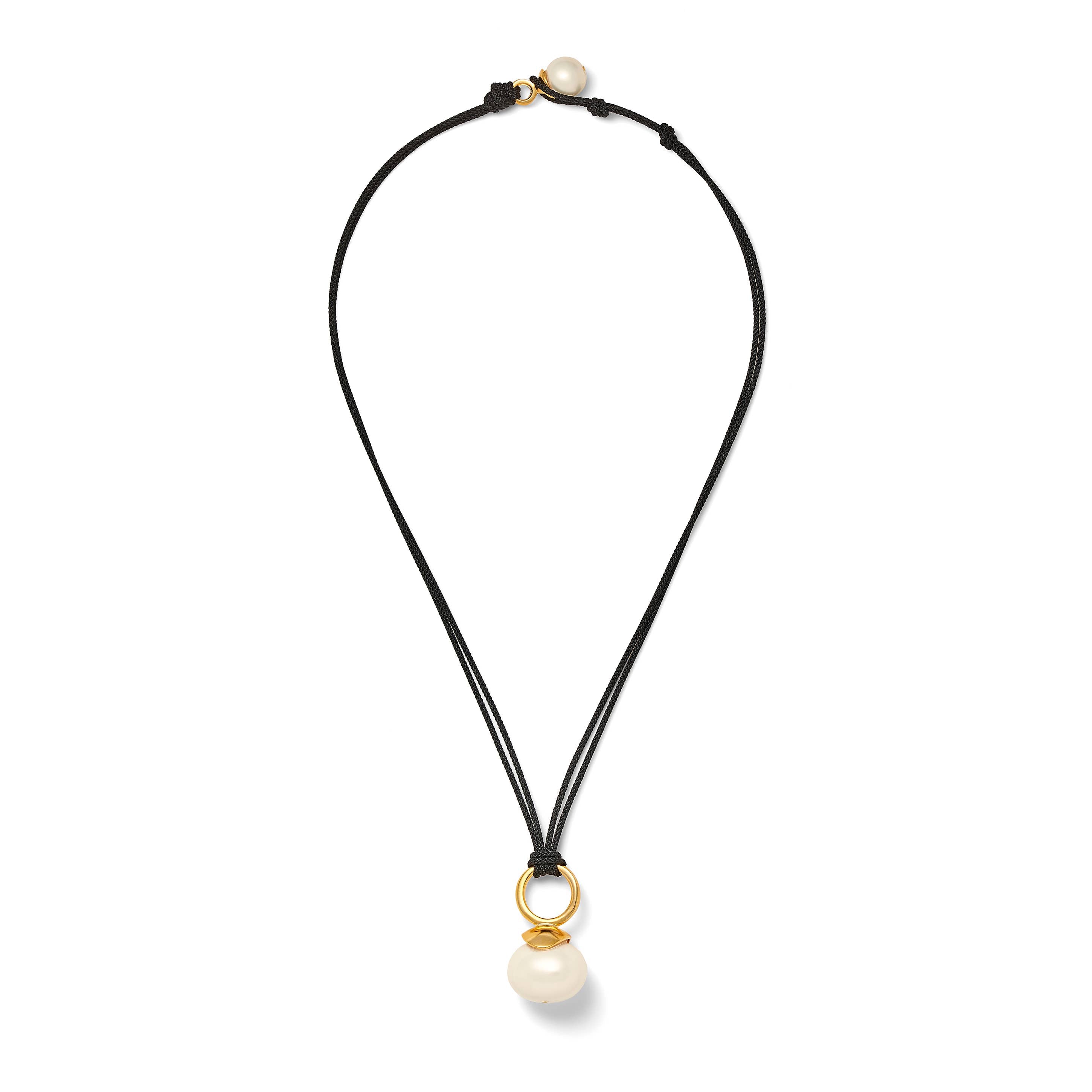 White Pebble Pearl Pendant ~ a Palette of Cords: Silver
