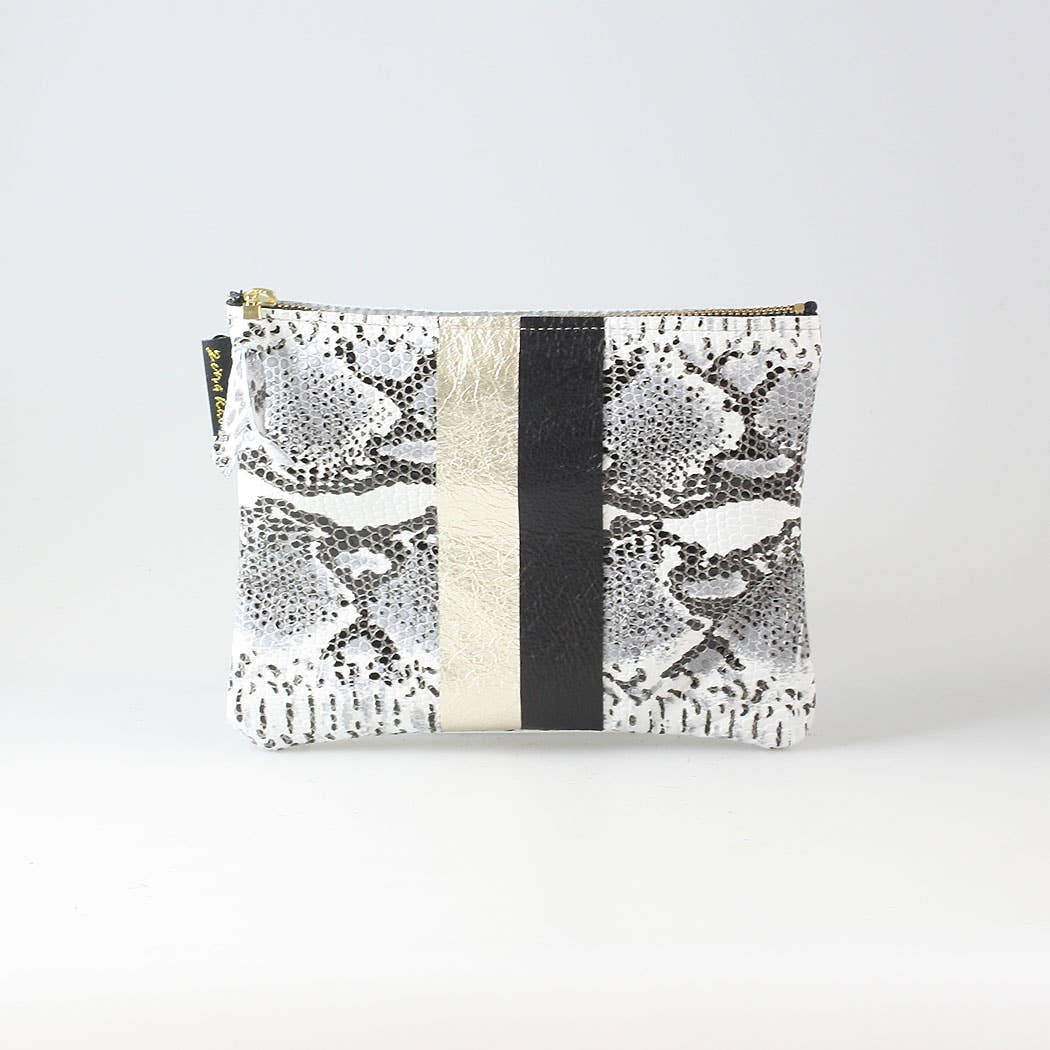 The Two Stripe Monroe: Fang Bag with Platinum-Jet stripes