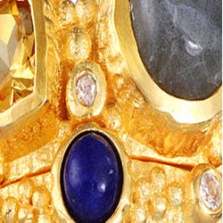 Citrine Labradorite Lapis and White Topaz Cluster Ring: 8