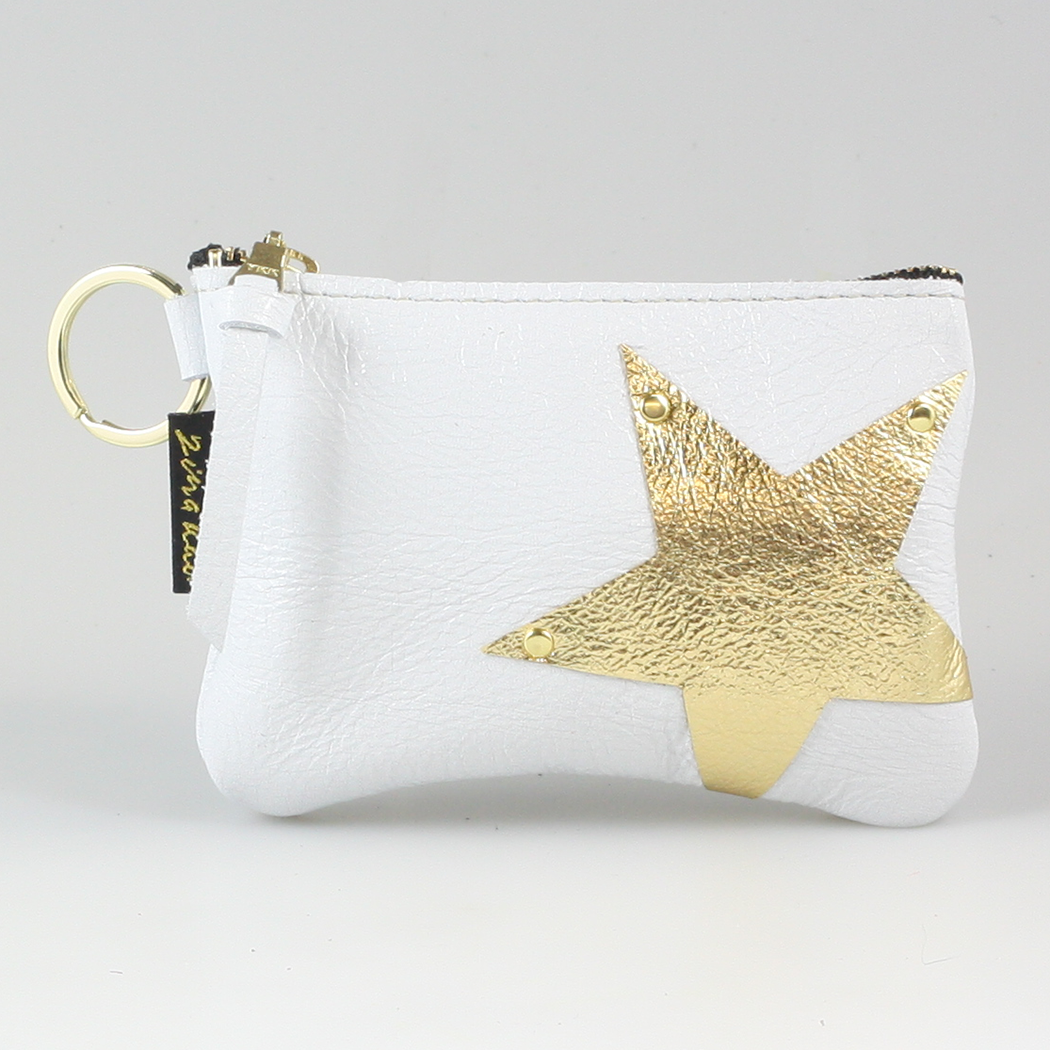 The NEW SIDE STAR Applique Kara: Metallics, Snow with Gold Star - Split Ring