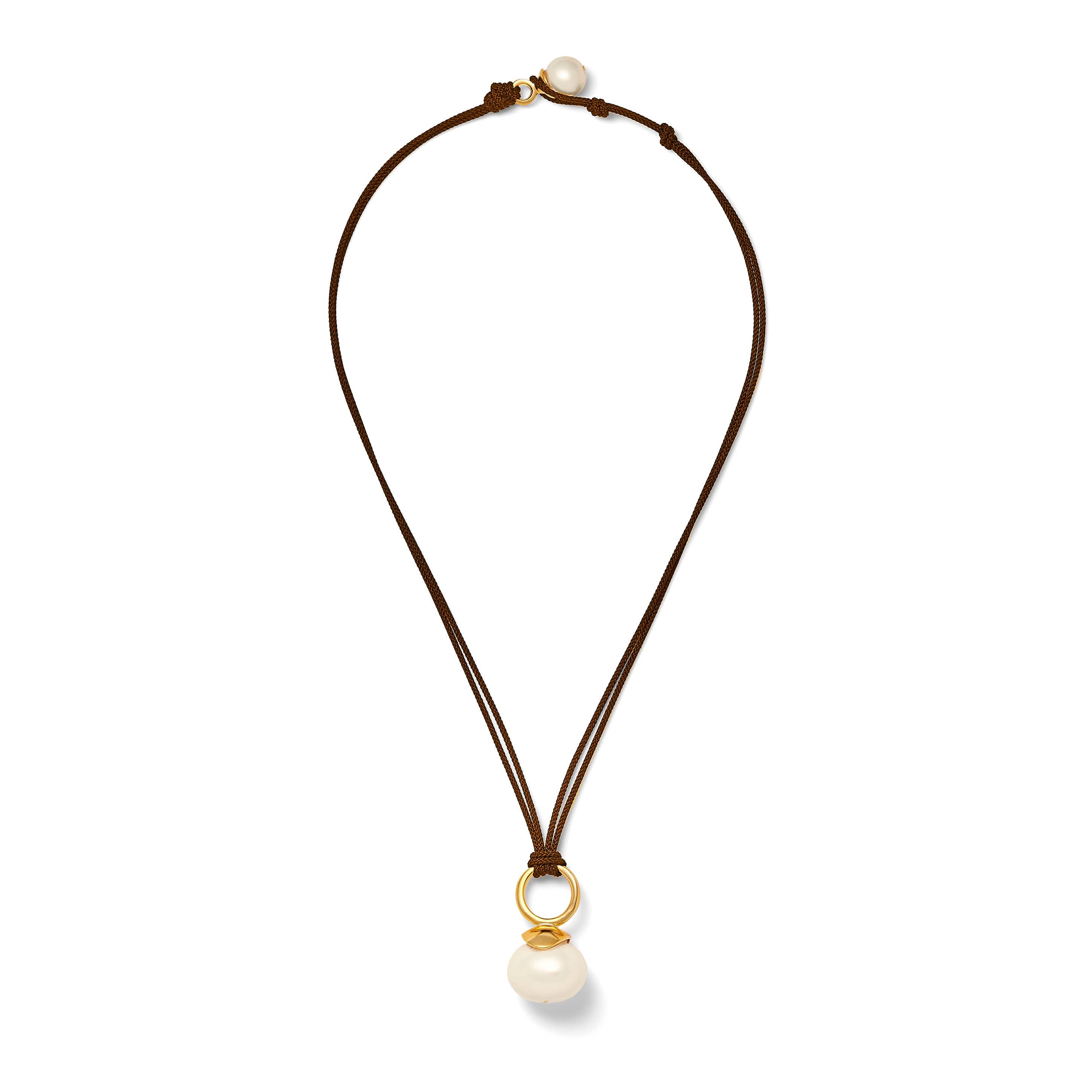 White Pebble Pearl Pendant ~ a Palette of Cords: Military green