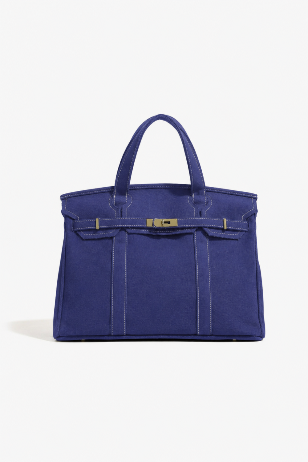Handmade Premium Cotton Canvas Boat Bag Solid Color  Blue