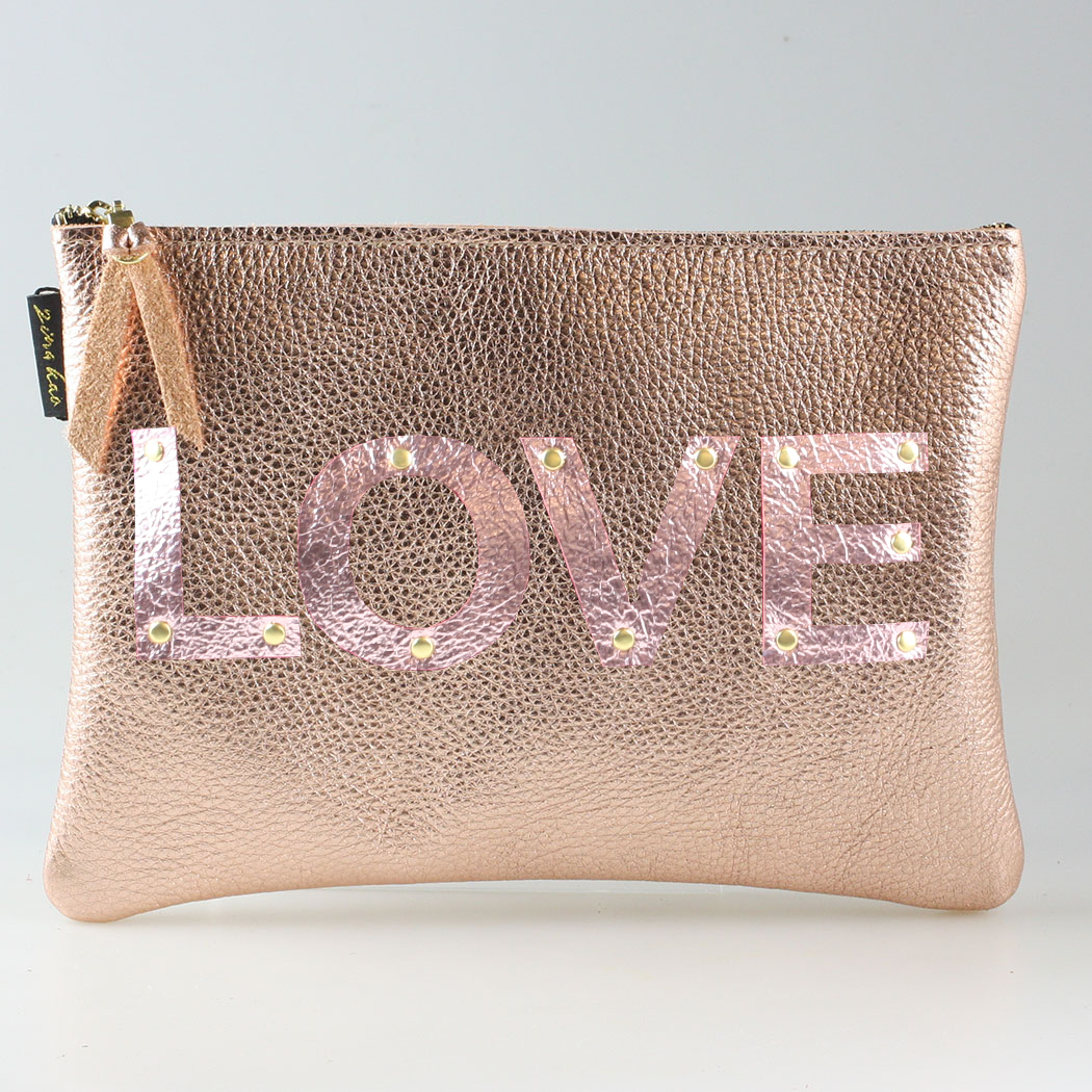 The Metallic Applique Carter: LOVE: Fuschia  w/Rose letters