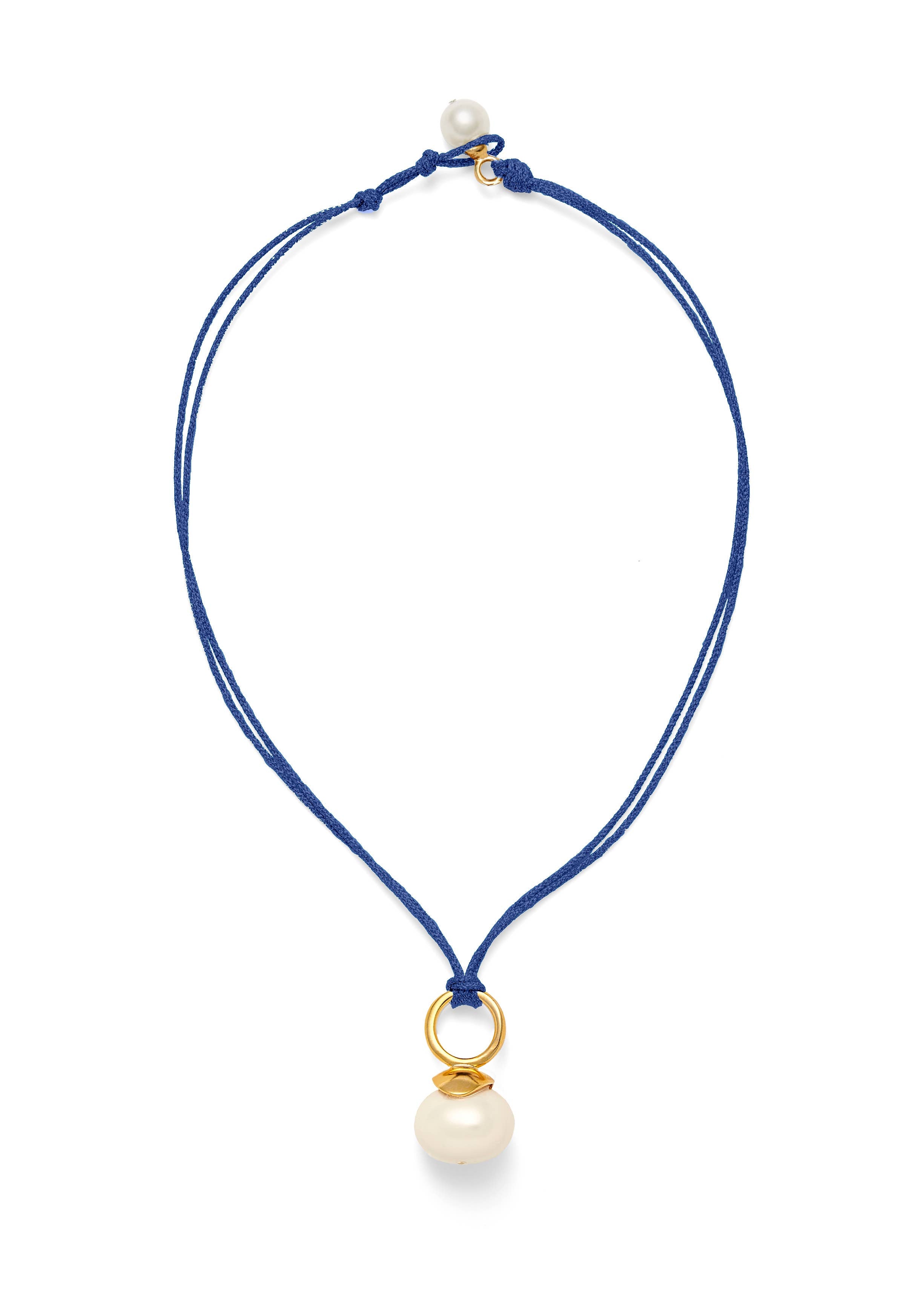 White Pebble Pearl Pendant ~ a Palette of Cords: Silver