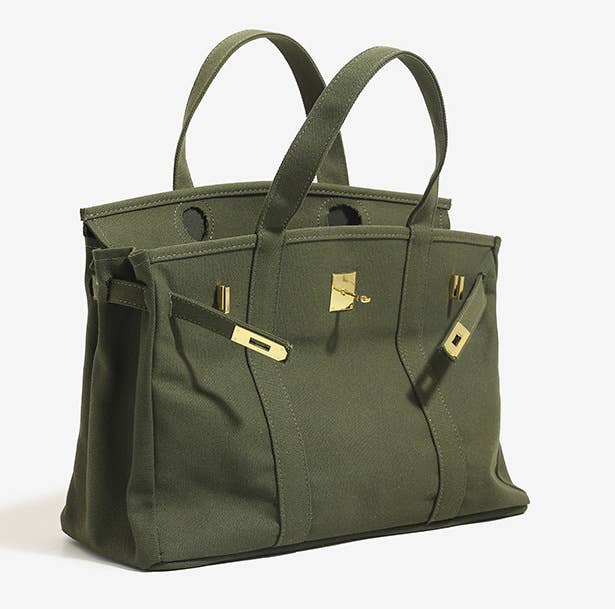 Handmade Premium Cotton Canvas Boat Bag Solid Color  Blue