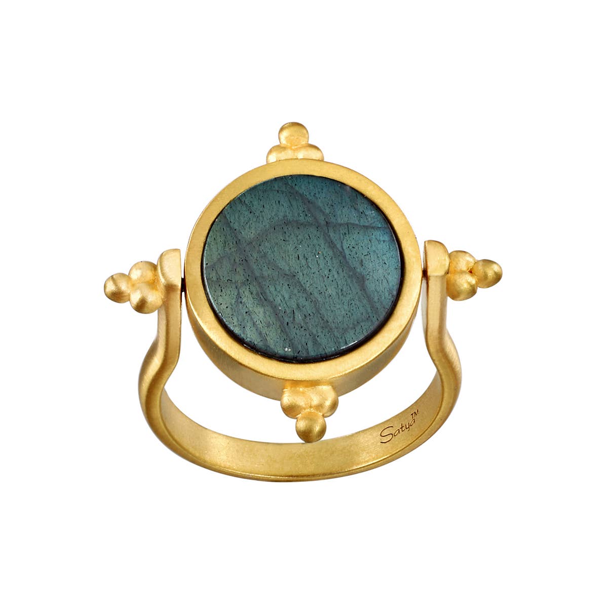 Labradorite Lotus Spinner Ring Size 8