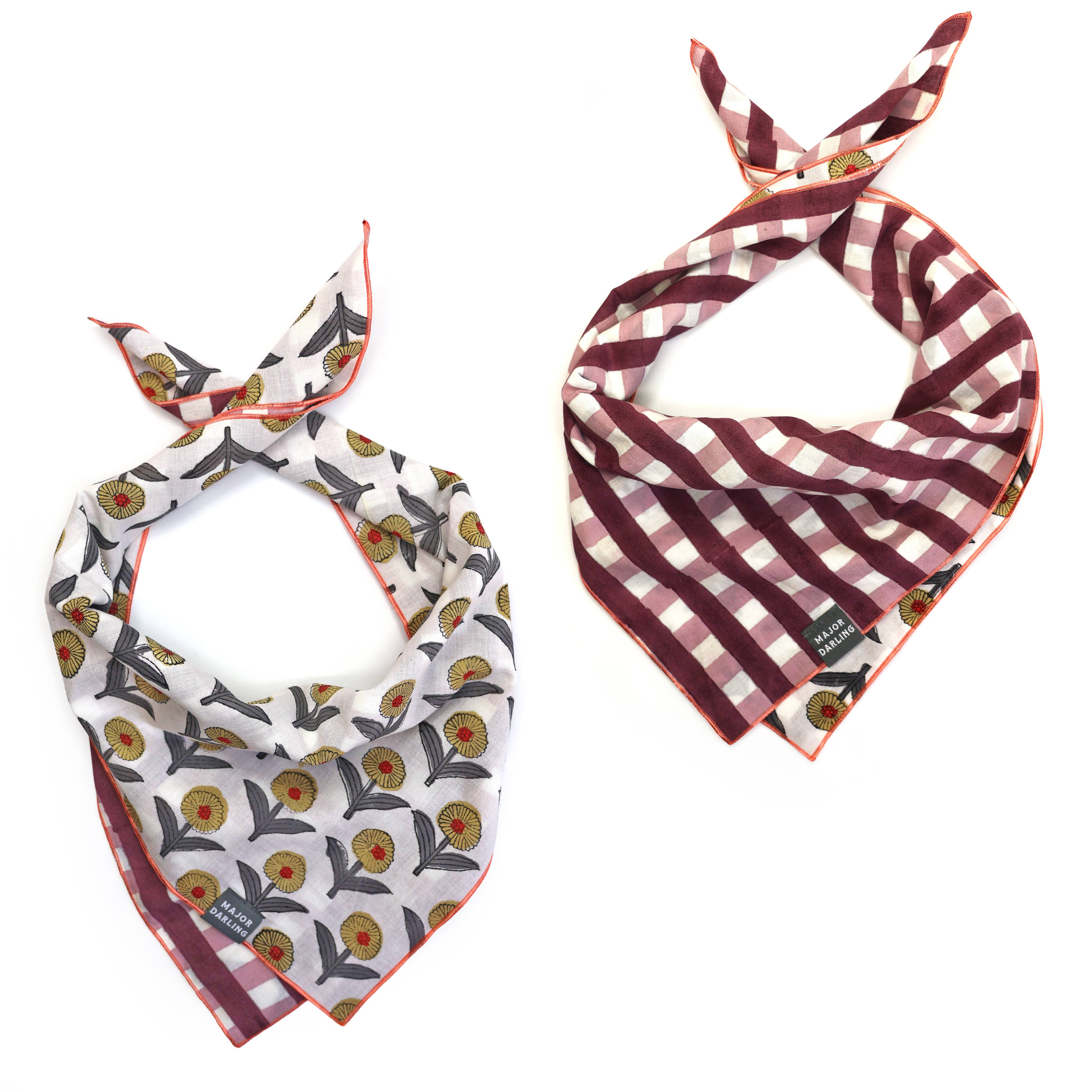 Double Sided Dog Bandana: Floral Vines
