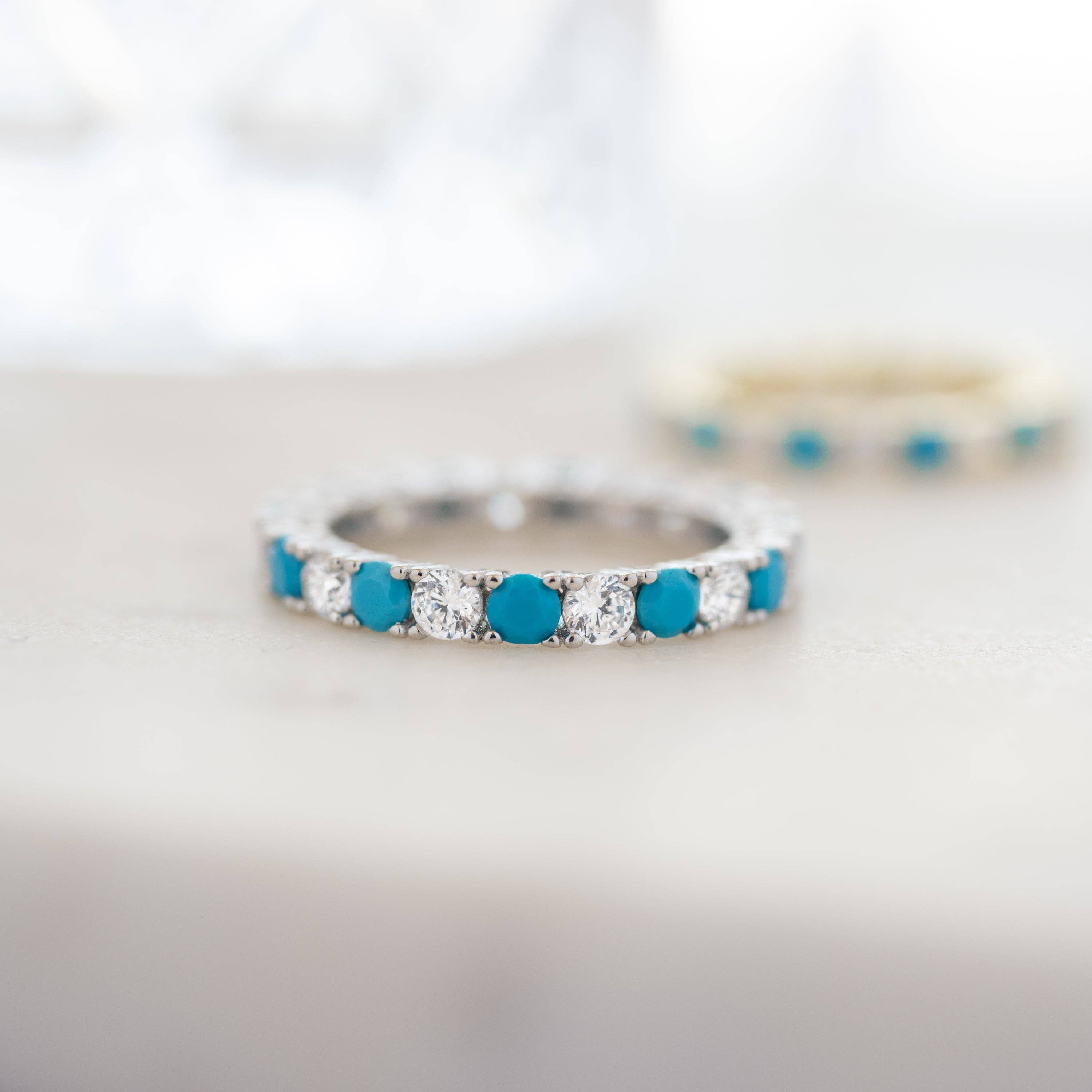 3mm Studded Turquoise Ring