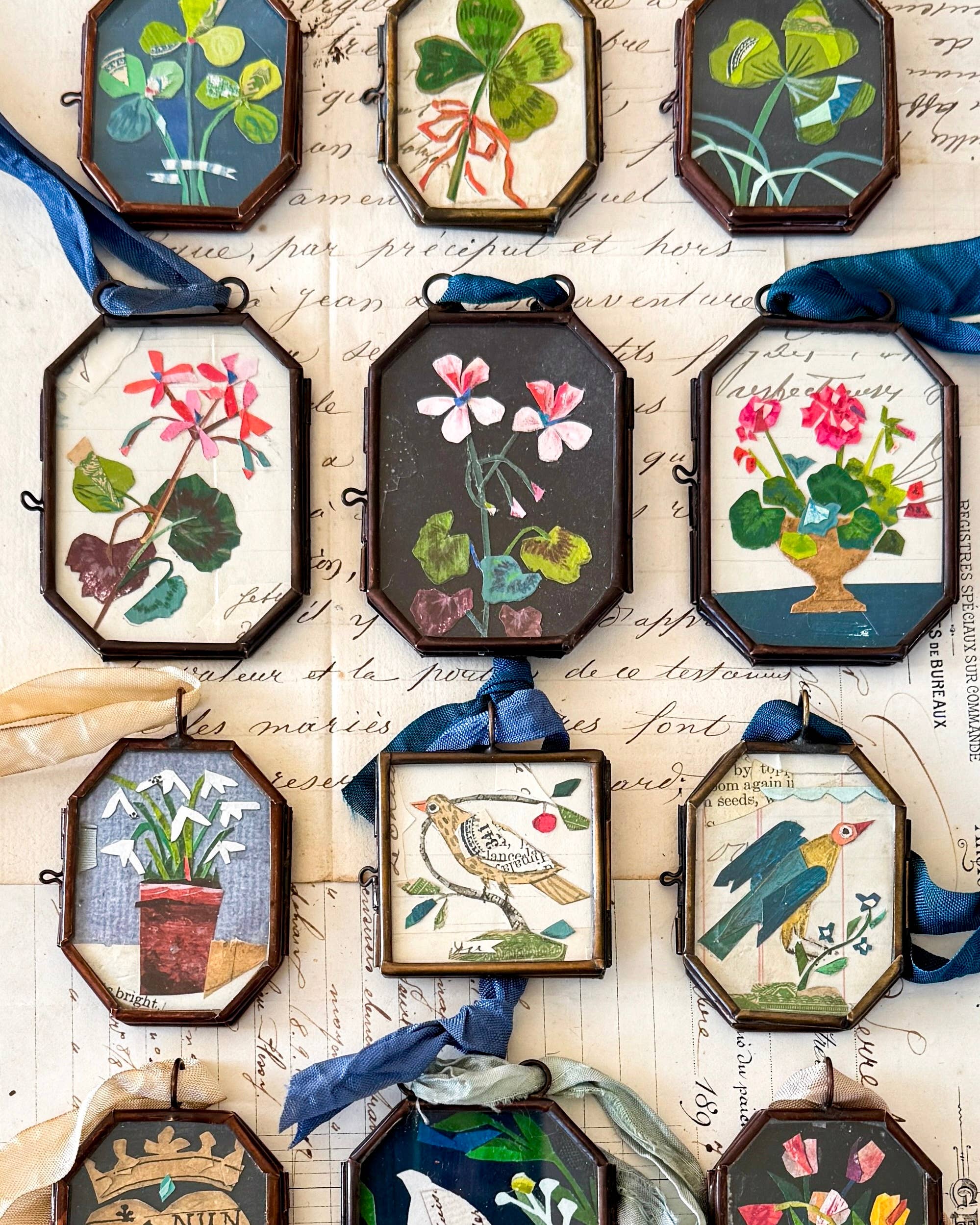 Snowdrops ~ Art Locket Floral Vintage Ornament Handmade 