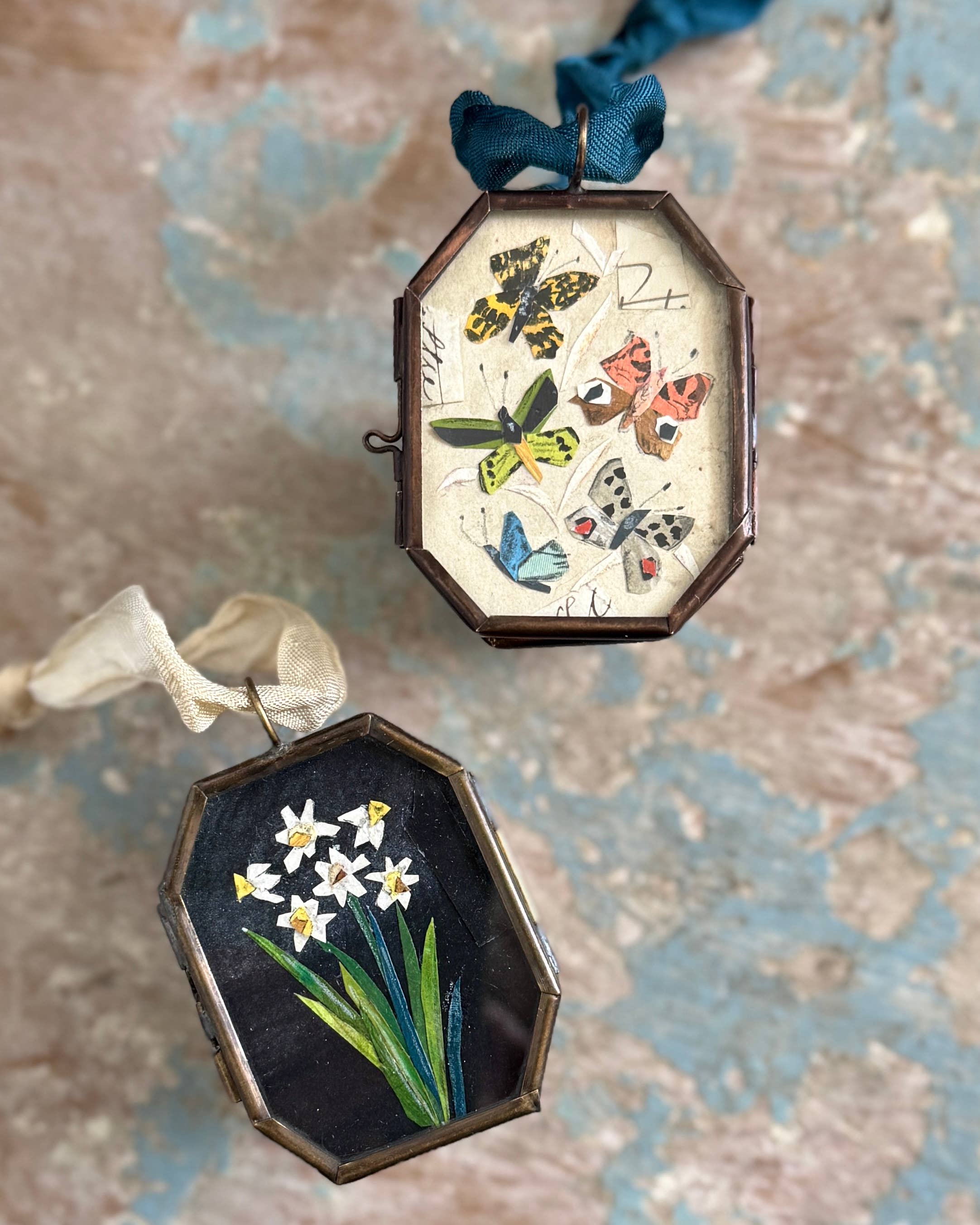 Butterfly Waltz ~ Art Locket Garden Vintage Decor Handmade