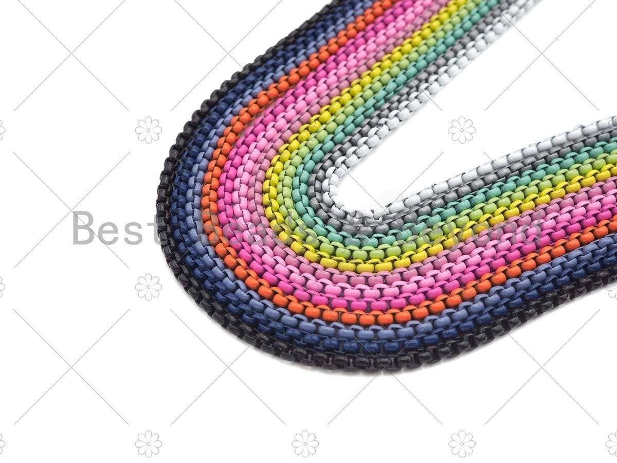 BLACK  Enamel Box Chain/Necklace, Enamel Pop Chain Necklaces, Colored Metal Necklace, Wholesale Enamel Chain,3mm,sku#M398: Necklace (18'') / 1.Black