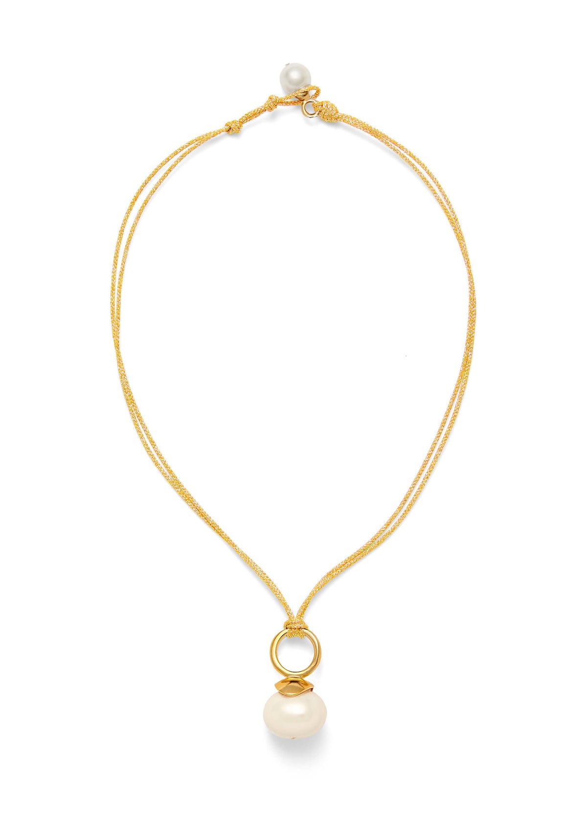 White Pebble Pearl Pendant ~ a Palette of Cords: Yellow